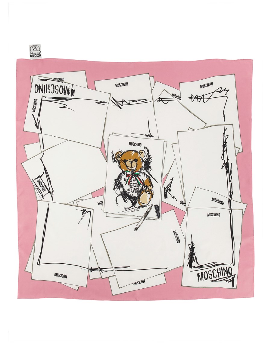 MOSCHINO FOULARD IN SETA CON STAMPA SARTORIAL TEDDY BEAR