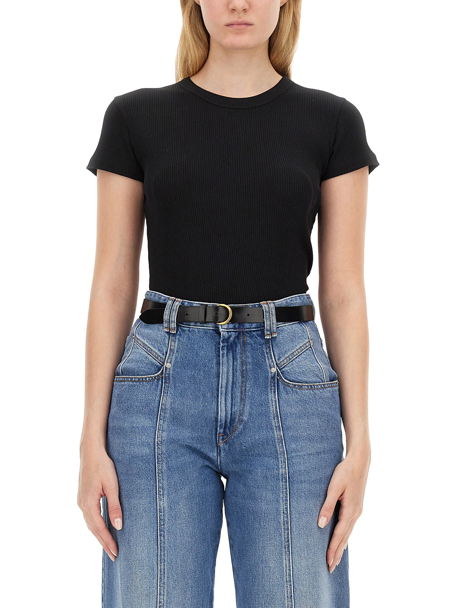 Shop Isabel Marant Cotton T-shirt In Black