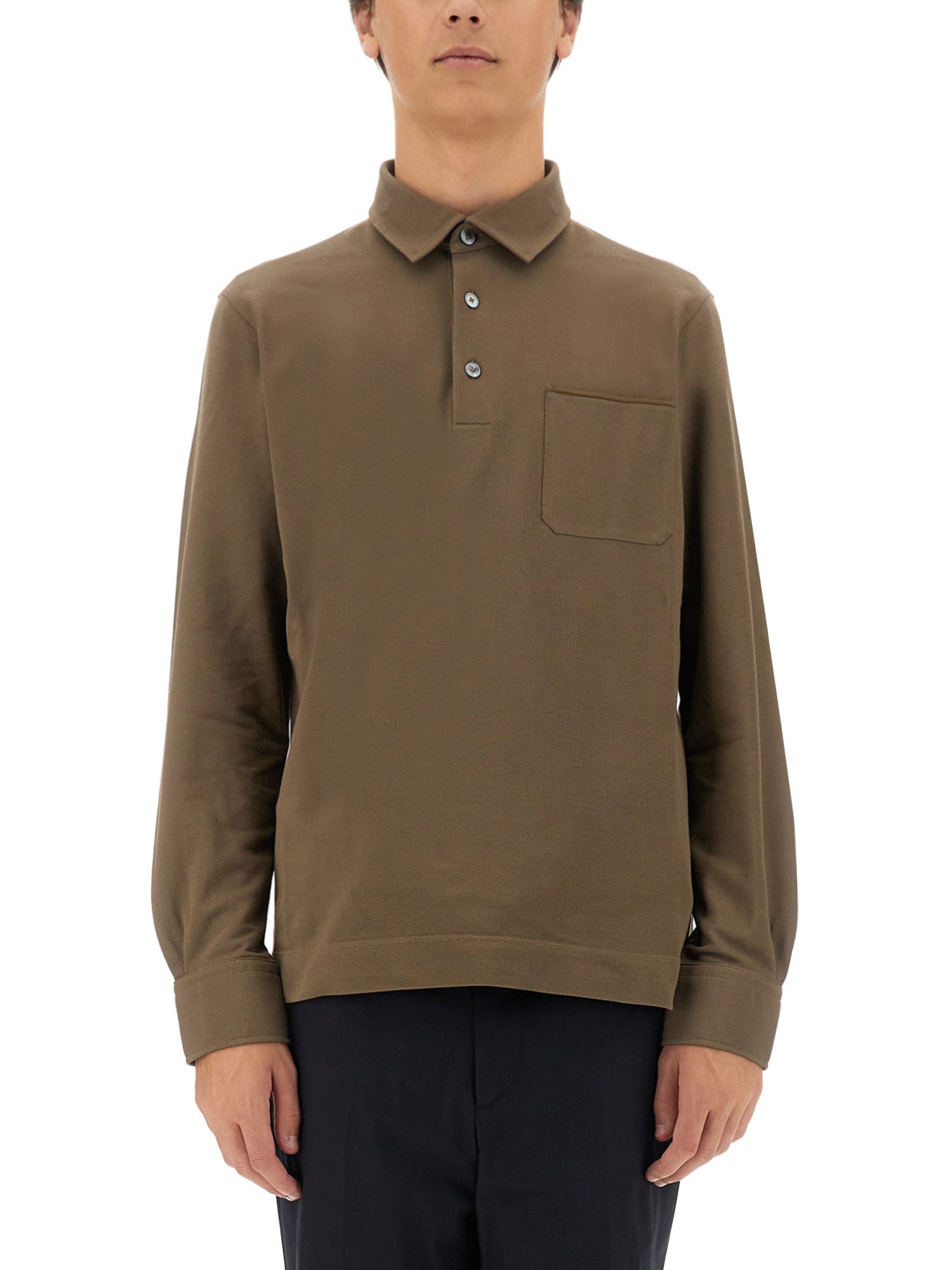 Shop Zegna Cotton Polo In Beige