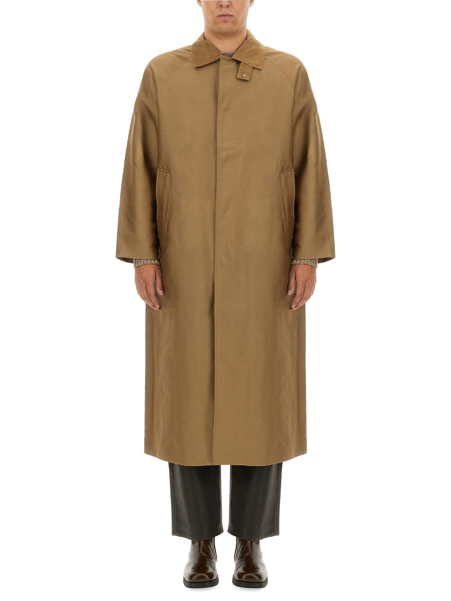 Sunflower Corduroy-collar Trench Coat In Beige