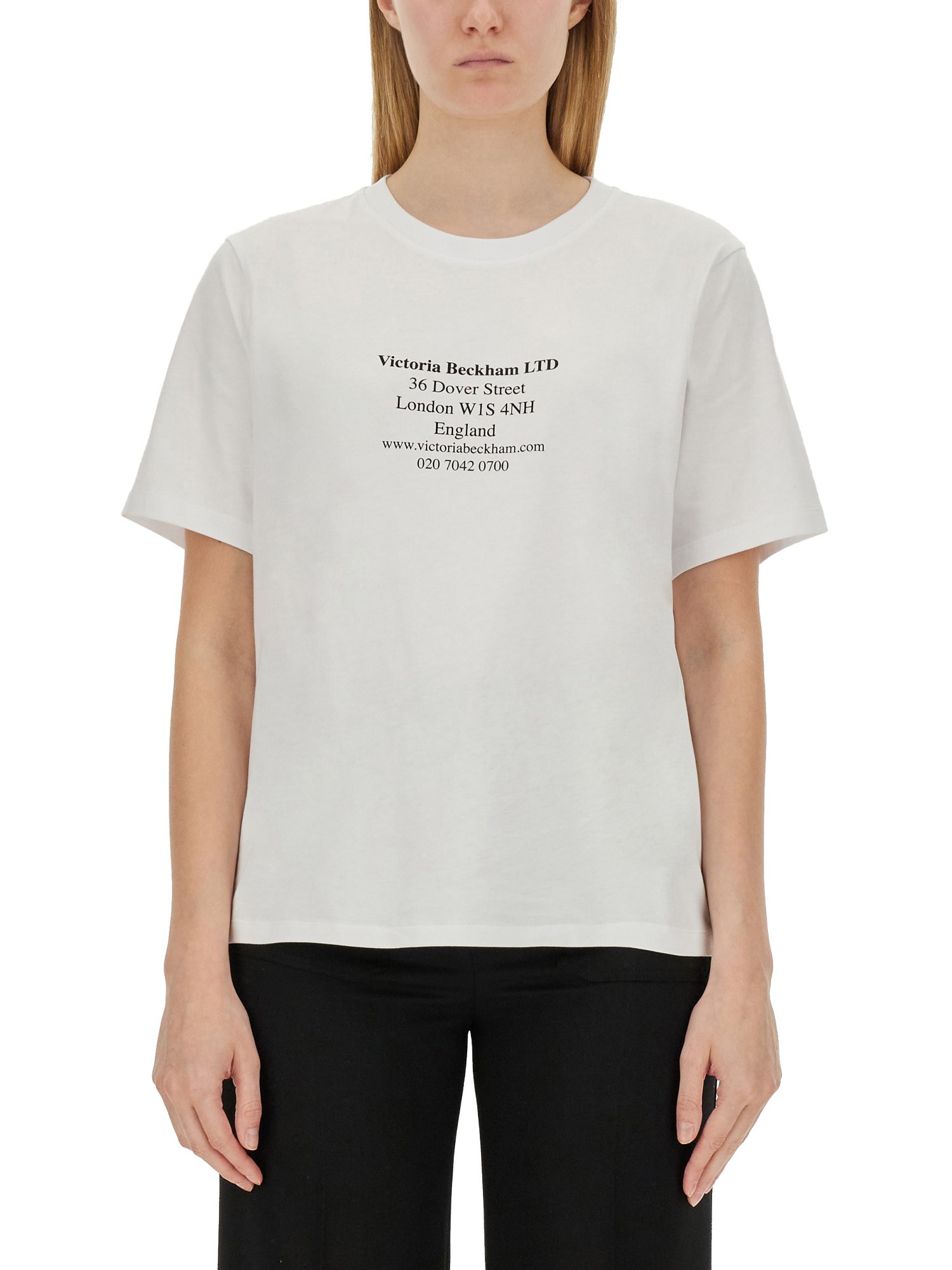 Shop Victoria Beckham "address" T-shirt In White