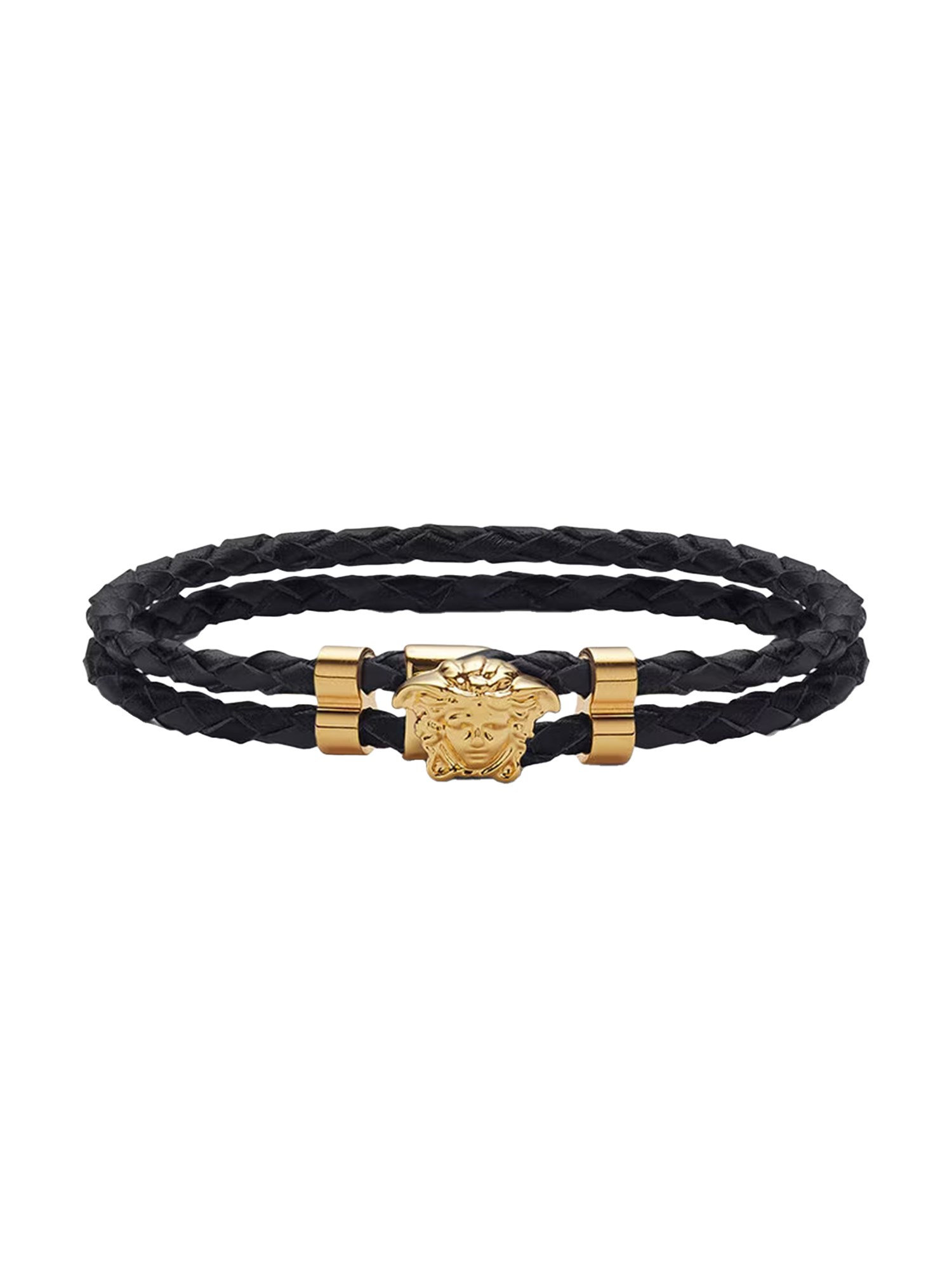 Shop Versace "the Jellyfish" Leather Bracelet In Gold