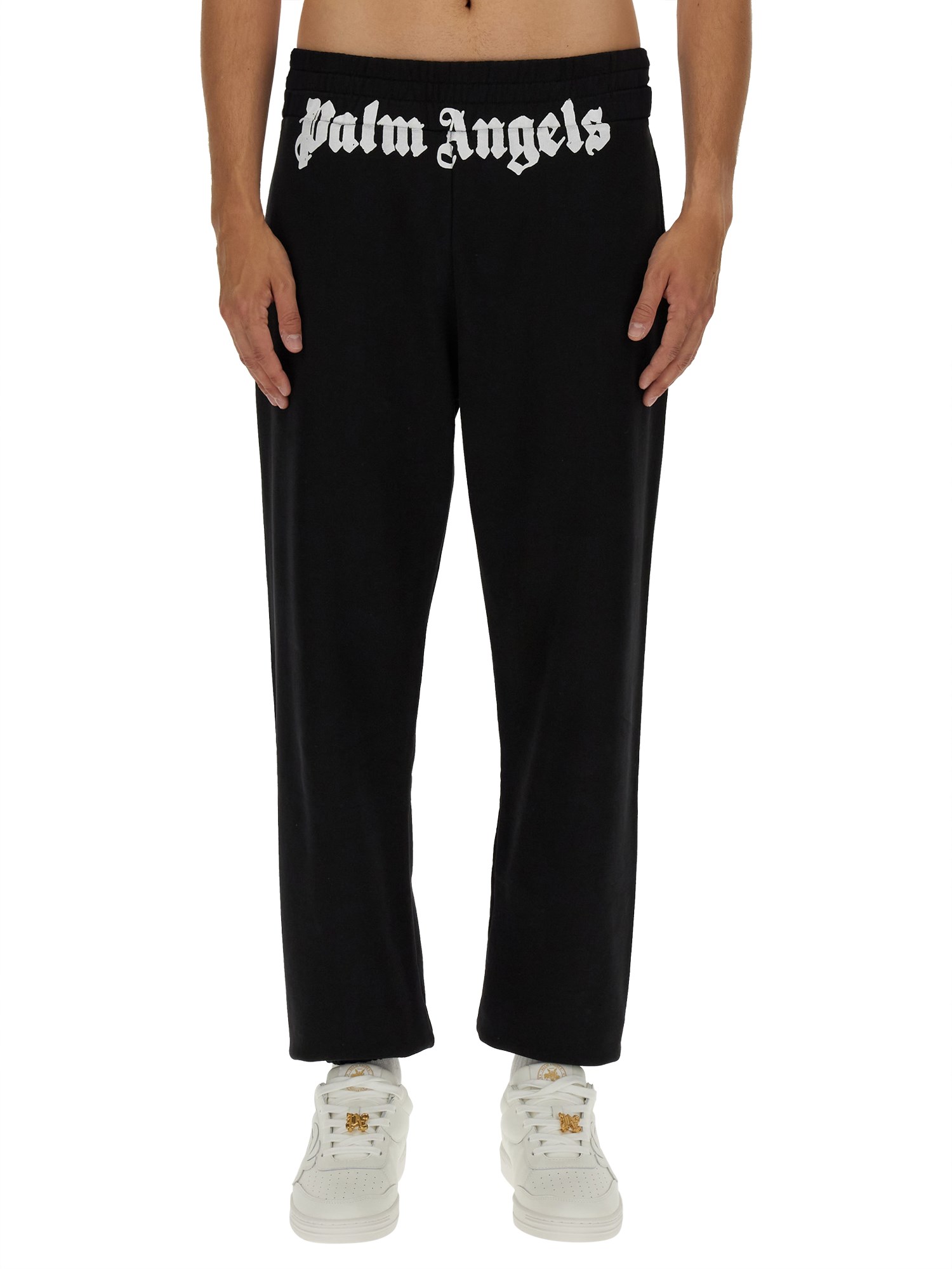 Shop Palm Angels Jogging Pants With Logo In Black