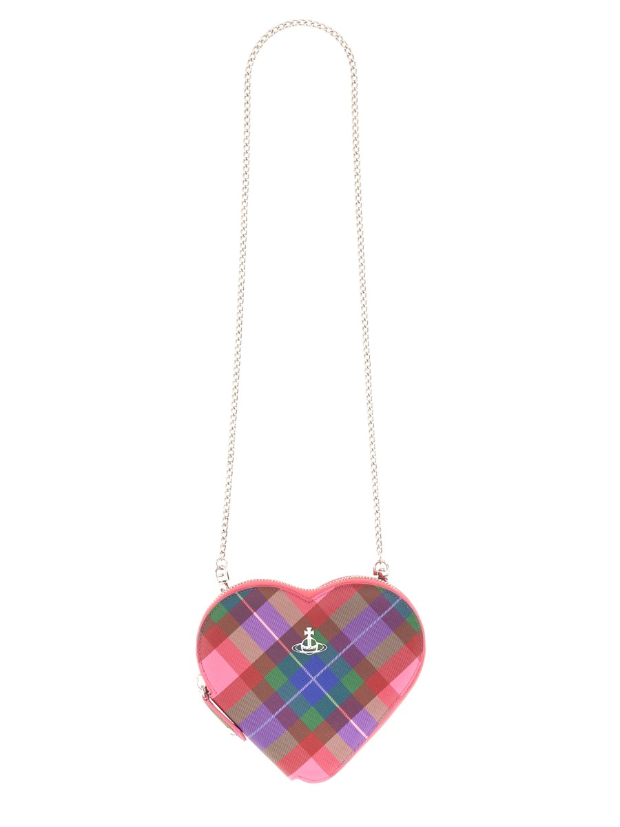 VIVIENNE WESTWOOD BORSA "HEART" TARTAN CANDY CON CATENA