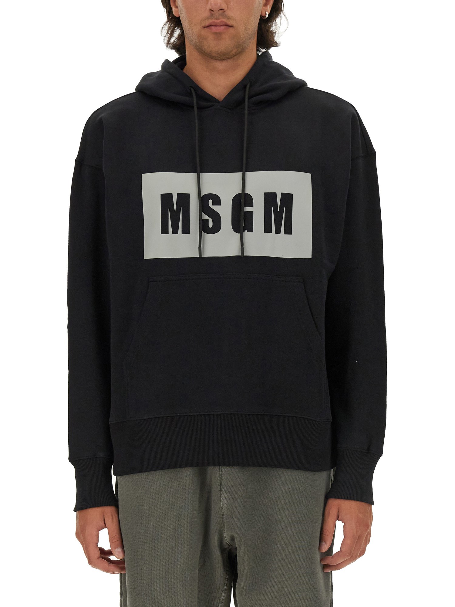 Shop Msgm Sweatshirt With Logo In Black