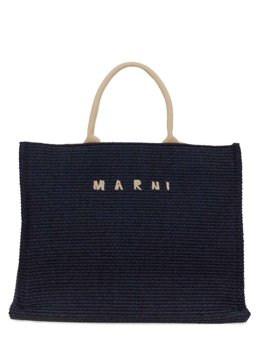 MARNI BORSA SHOPPING IN RAFIA CON LOGO