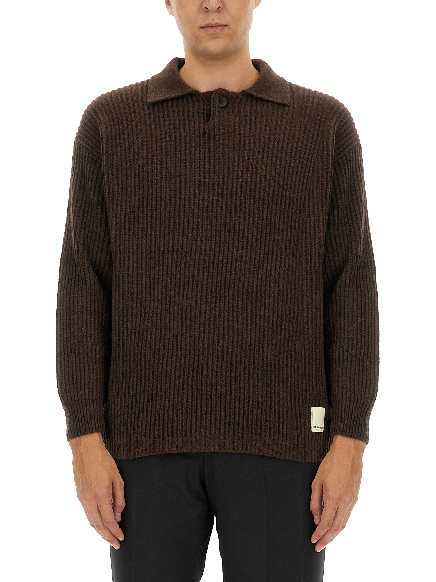 Shop Emporio Armani Wool Jersey. In Brown