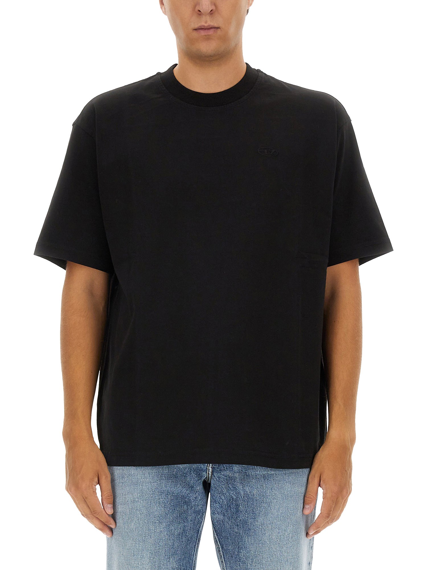 Shop Diesel T-boggy-megoval-d T-shirt In Black