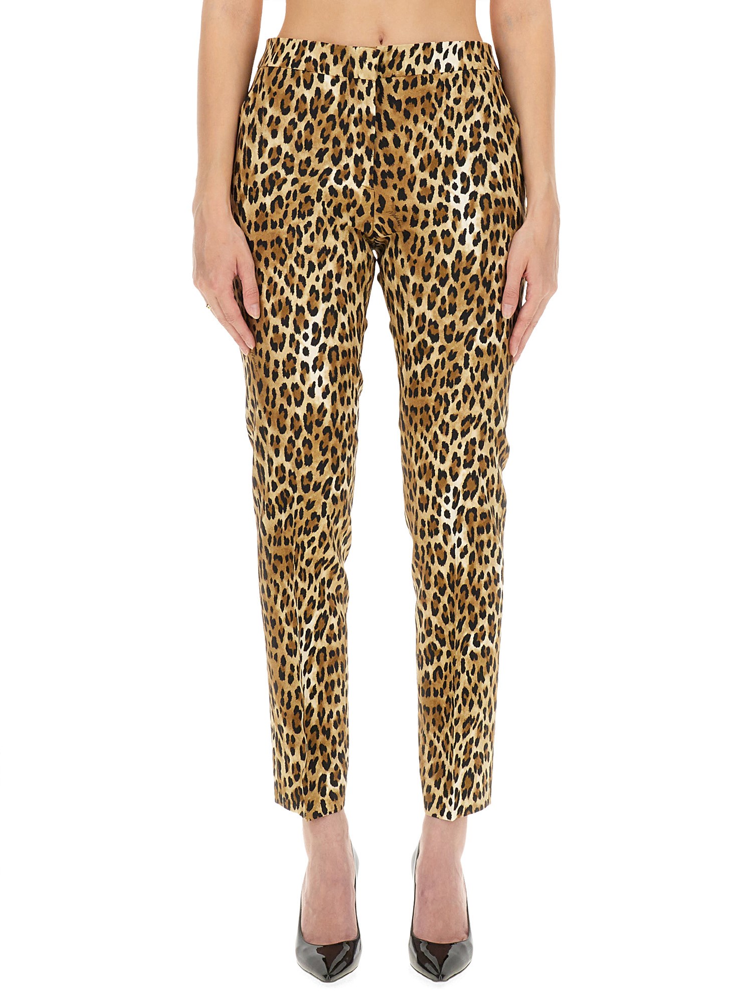 Shop Moschino Pants With Animal Pattern In Animalier