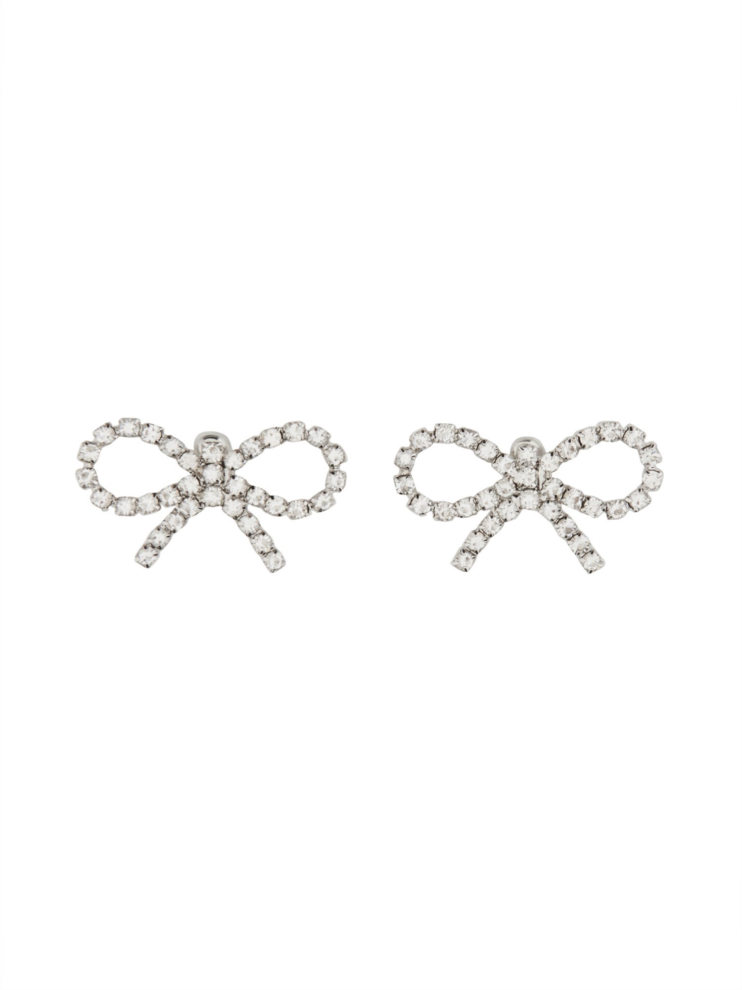 Shop Self-portrait Mini Bow Earrings In Silver