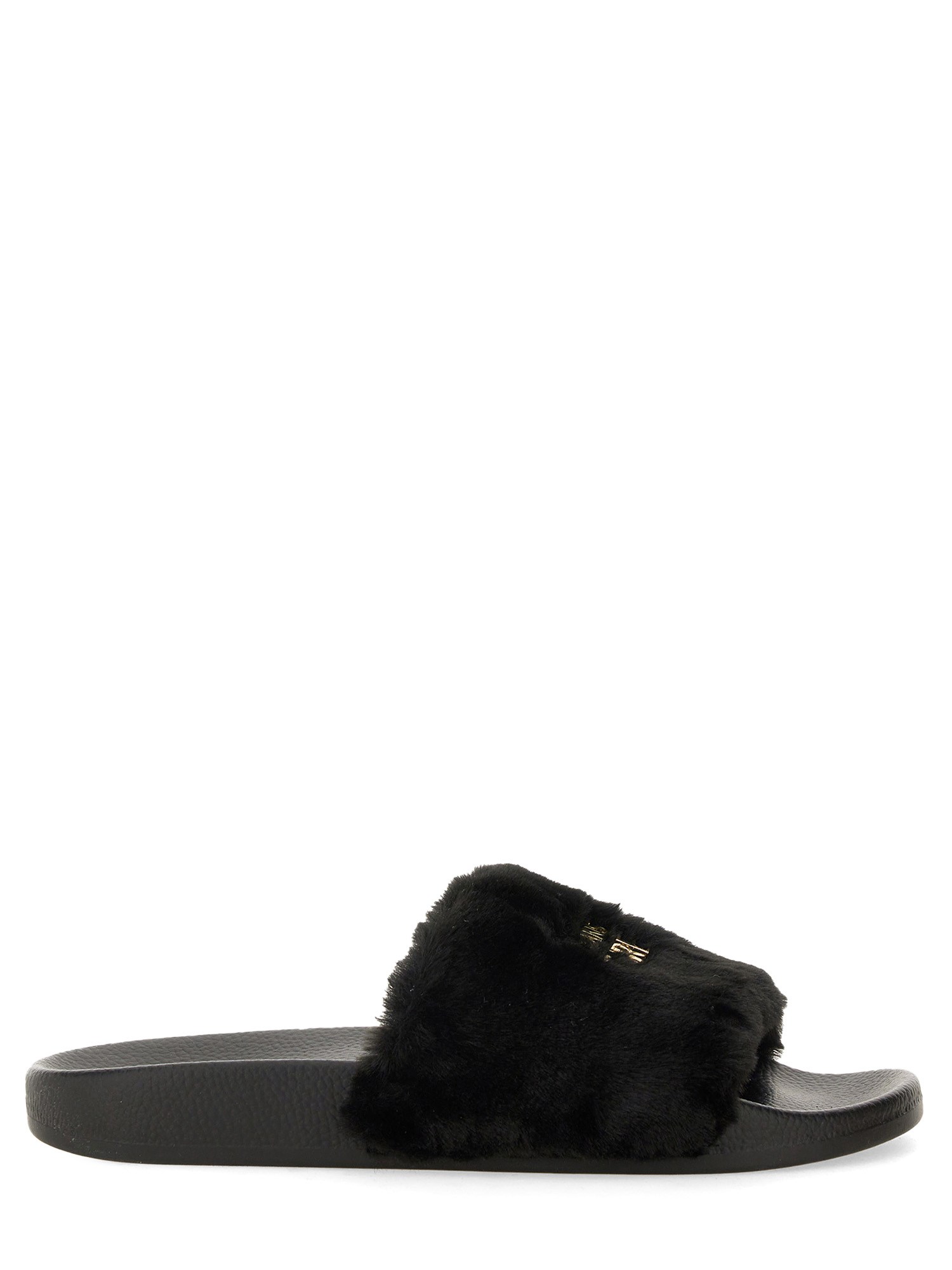 Versace Jeans Couture Slide Sandal With Logo In Black