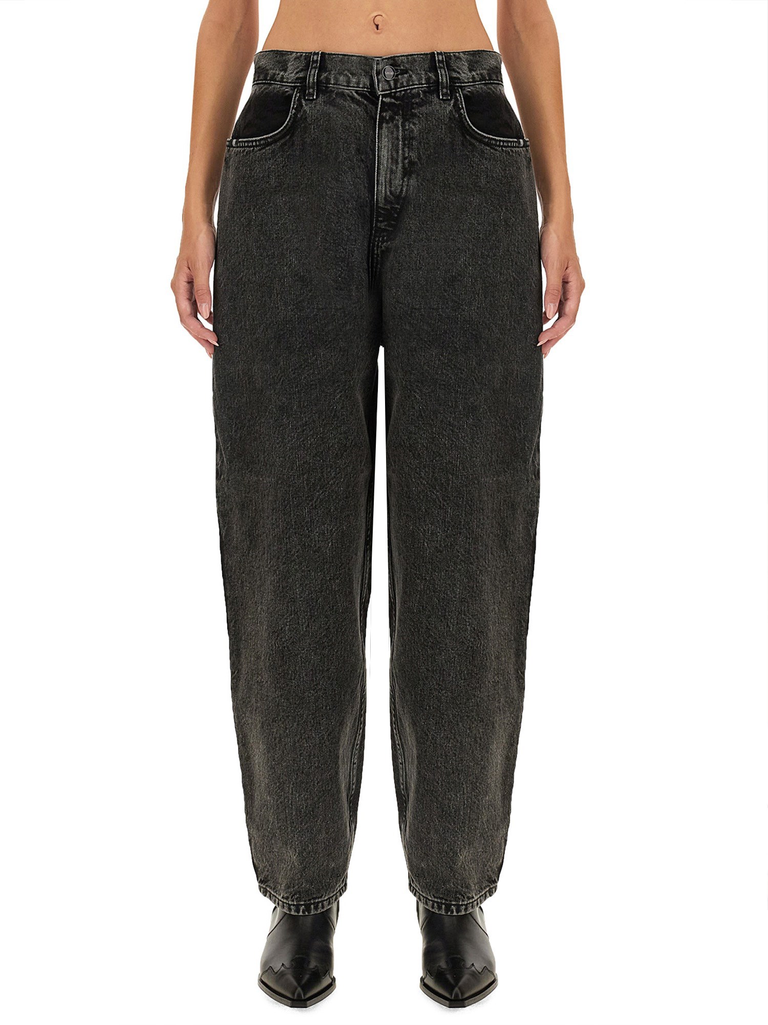 Shop Amish Jeans Baggy In Grey