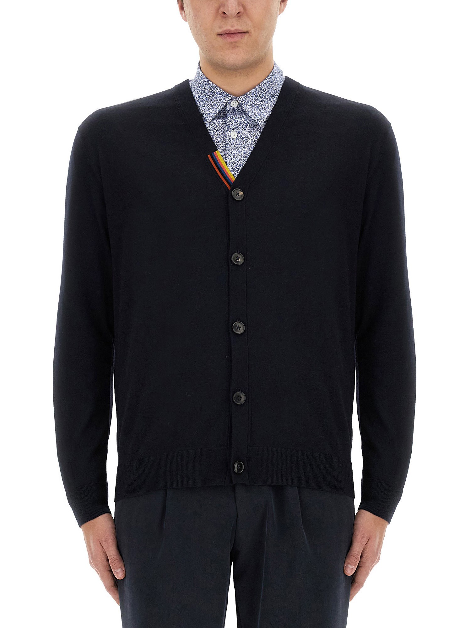 Shop Paul Smith V-neck Cardigan In Blue