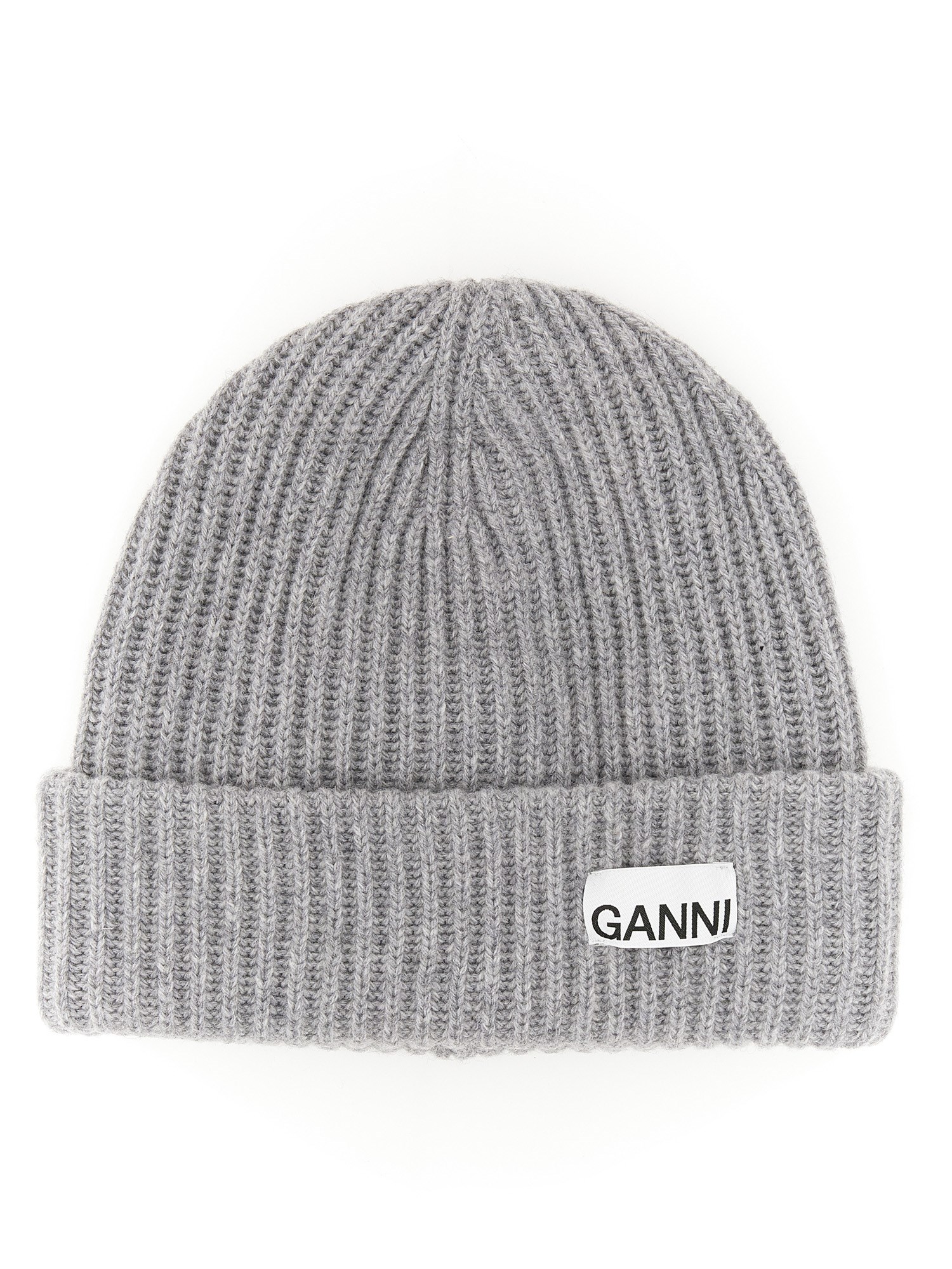 Shop Ganni Wool Cap In Grey