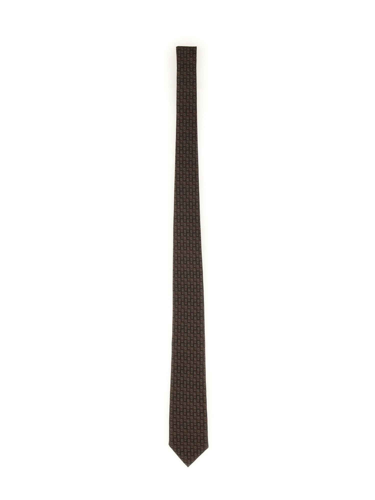 Shop Ferragamo Jacquard Tie In Brown