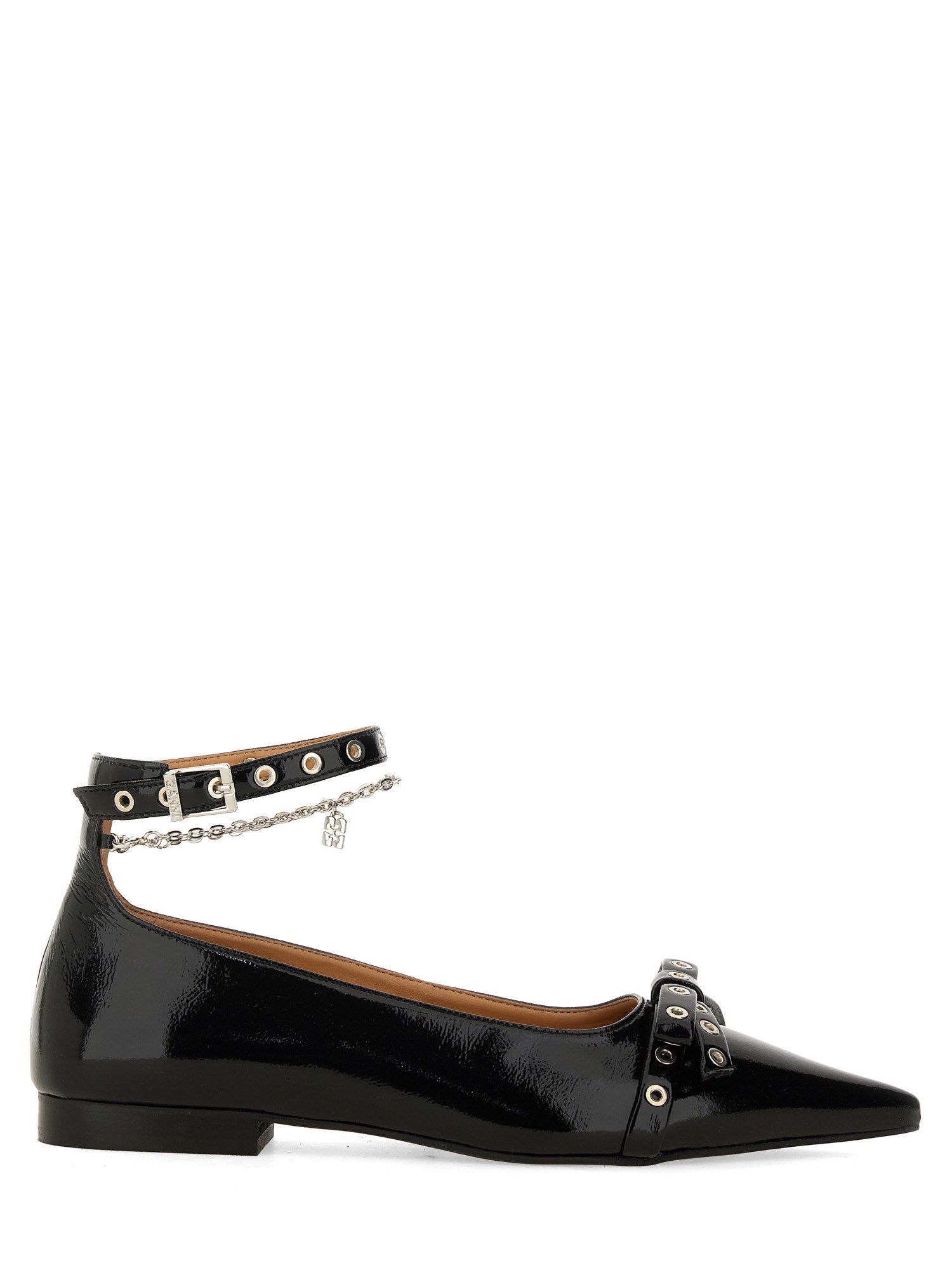 Shop Ganni Jewel Ballerina In Black