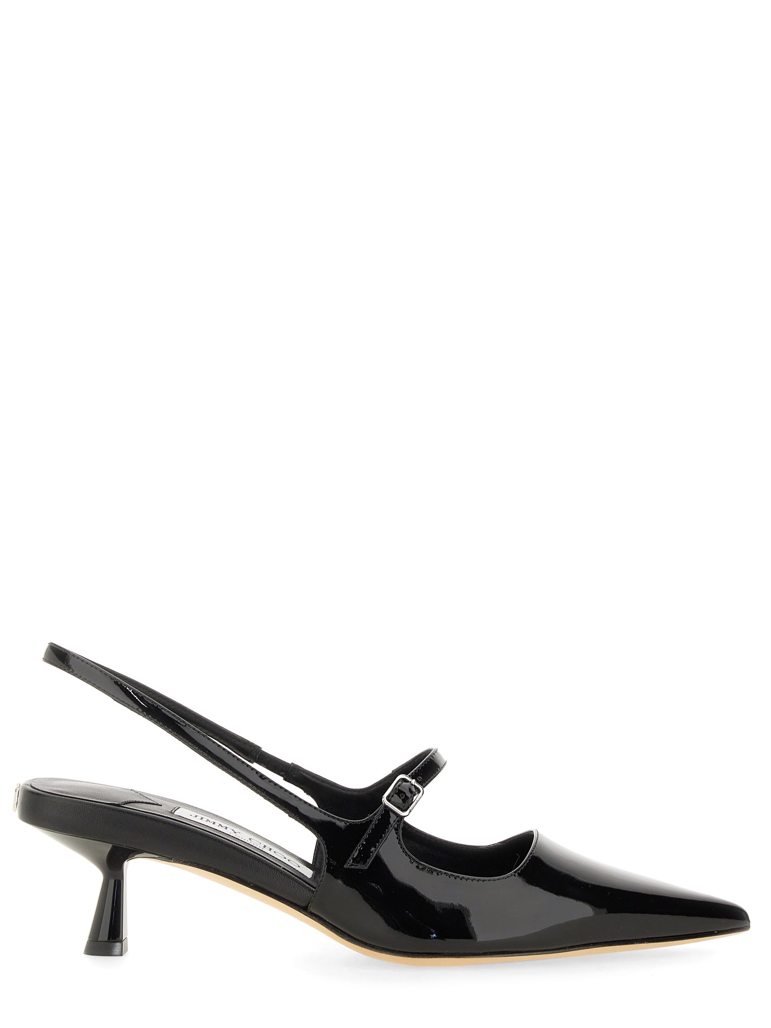 Jimmy Choo Patent Leather Slingback With Back Monogram In Black