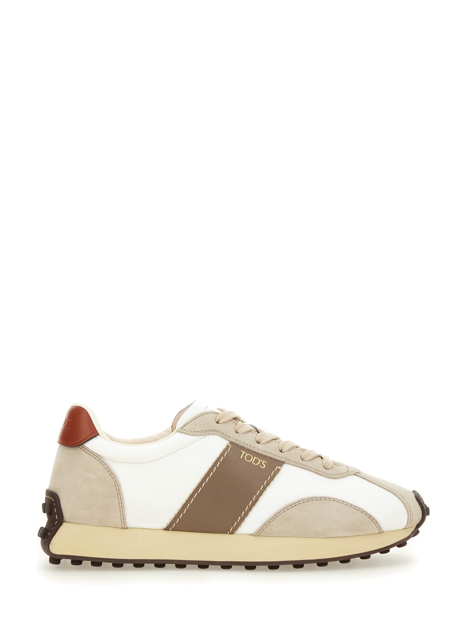 Shop Tod's Leather And Fabric Sneaker In Multicolour