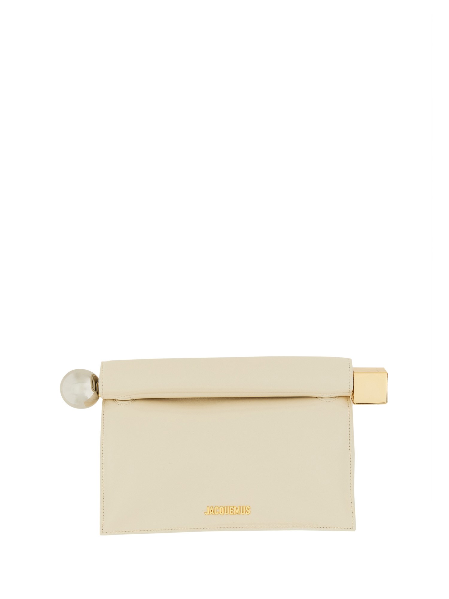 Shop Jacquemus "rond Carré" Clutch Bag In Ivory