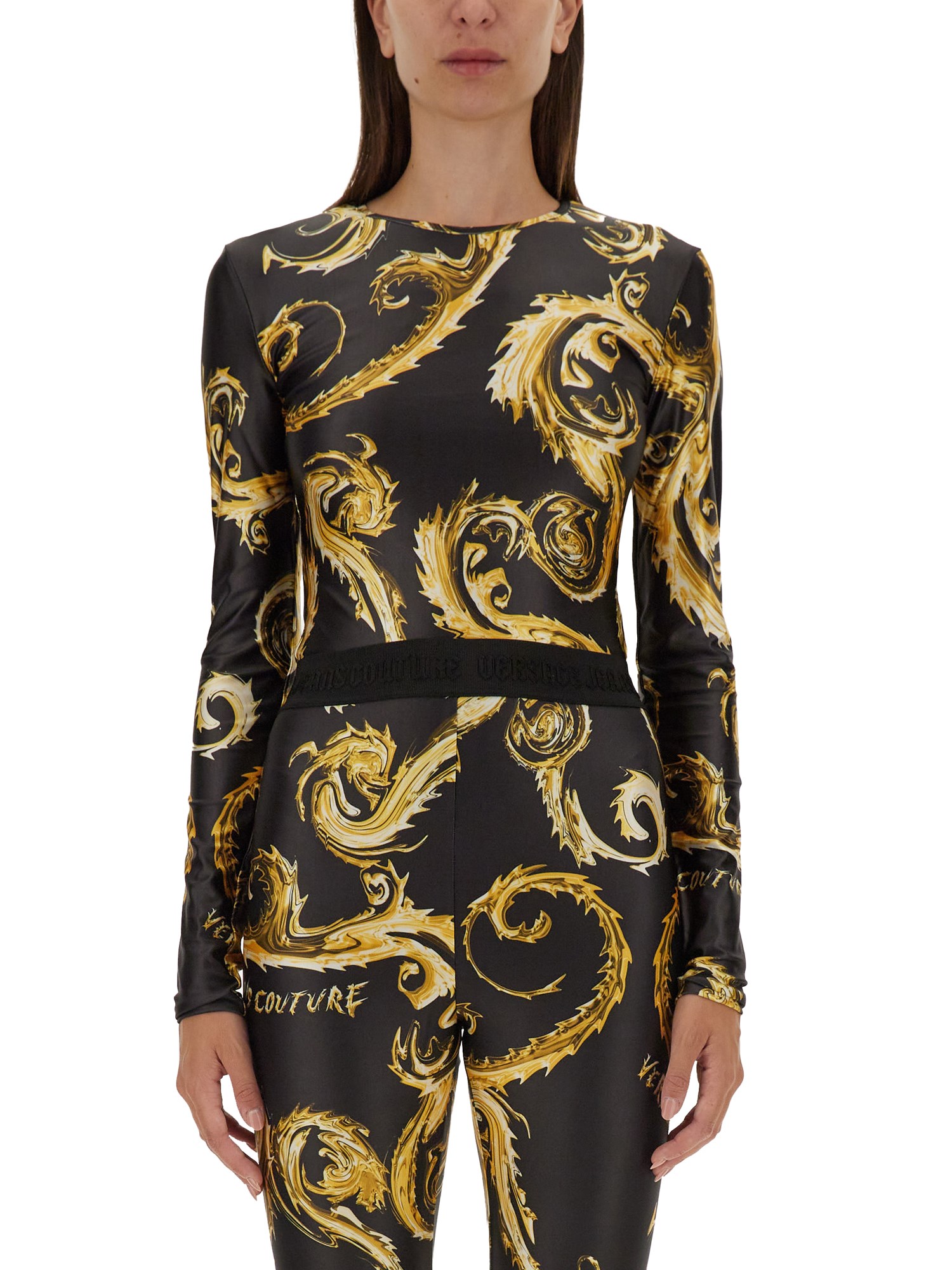 Shop Versace Jeans Couture Leotard With Print In Multicolour