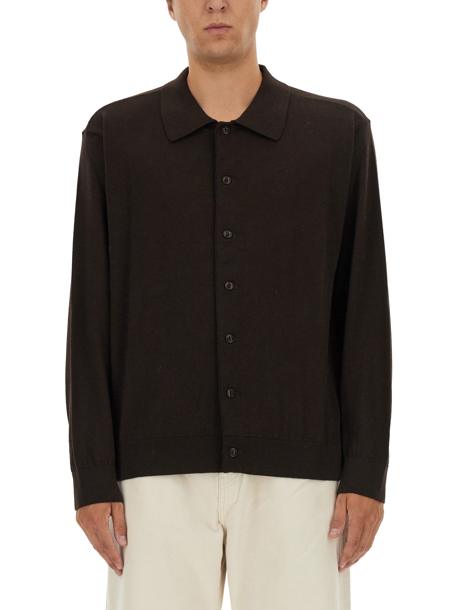 Ymc You Must Create Ymc Button-up Merino Wool Cardigan In Brown