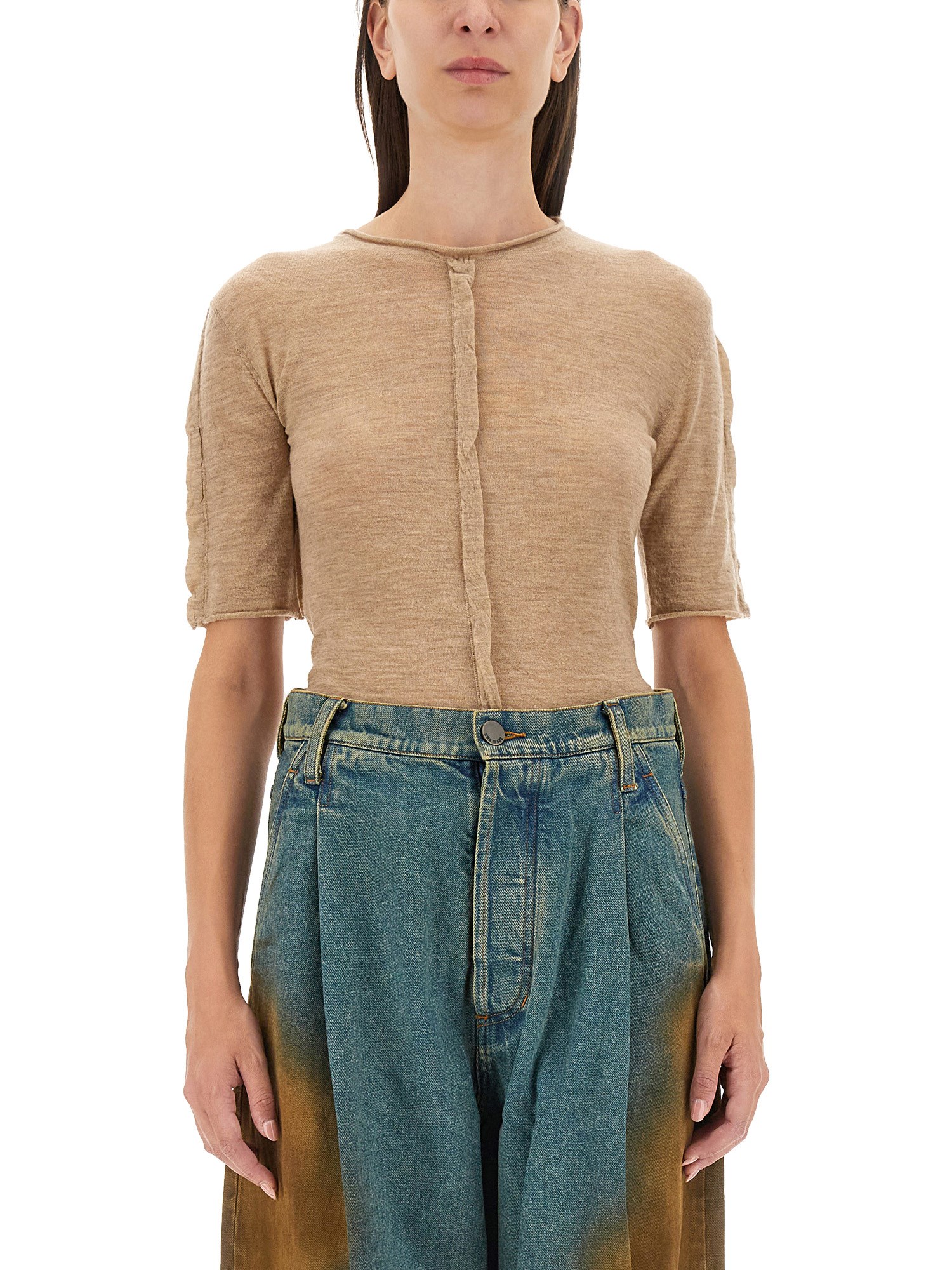 Shop Uma Wang Cashmere T-shirt In Beige