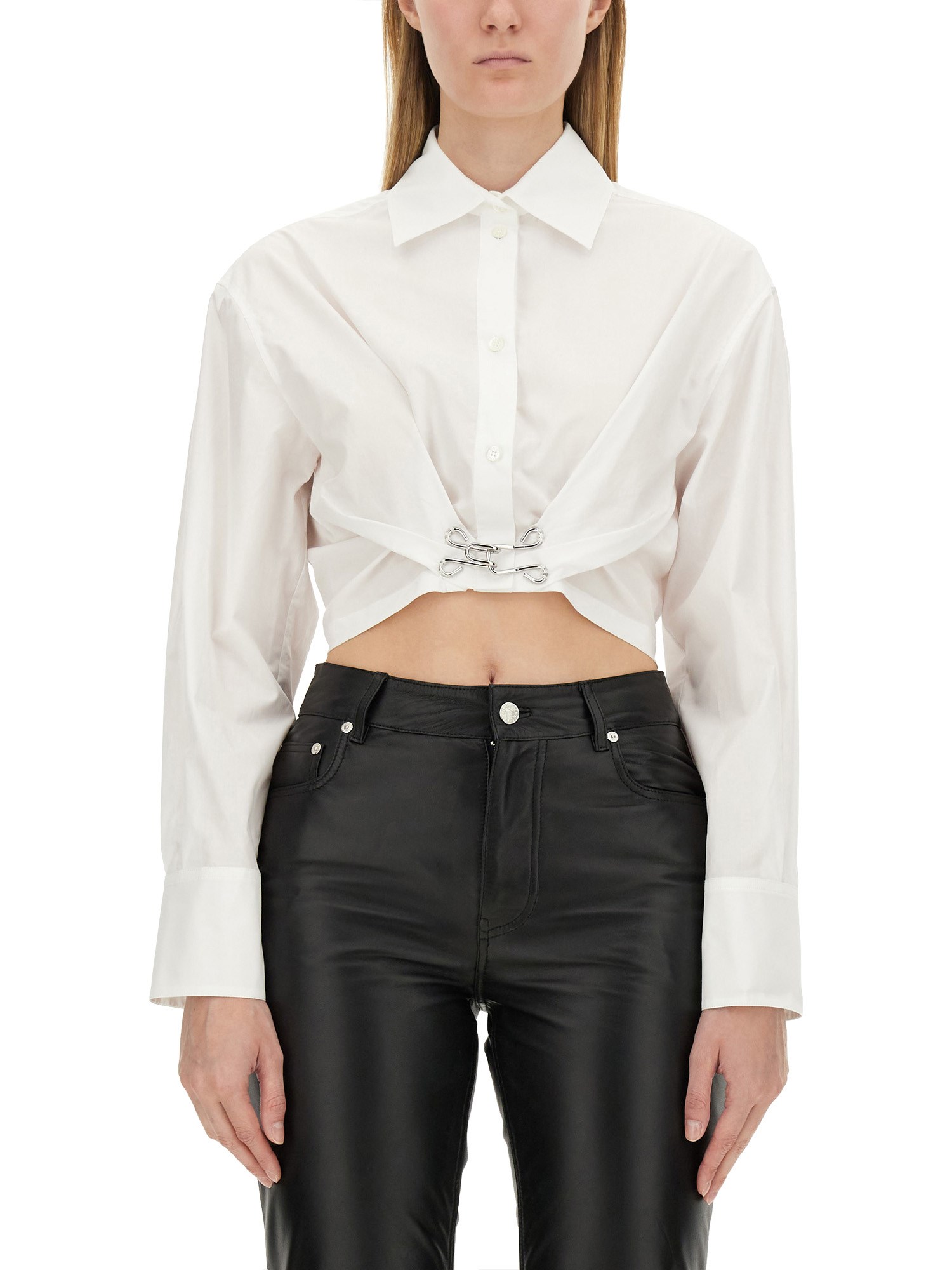 Shop Moschino Jeans Cropped Shirt In White