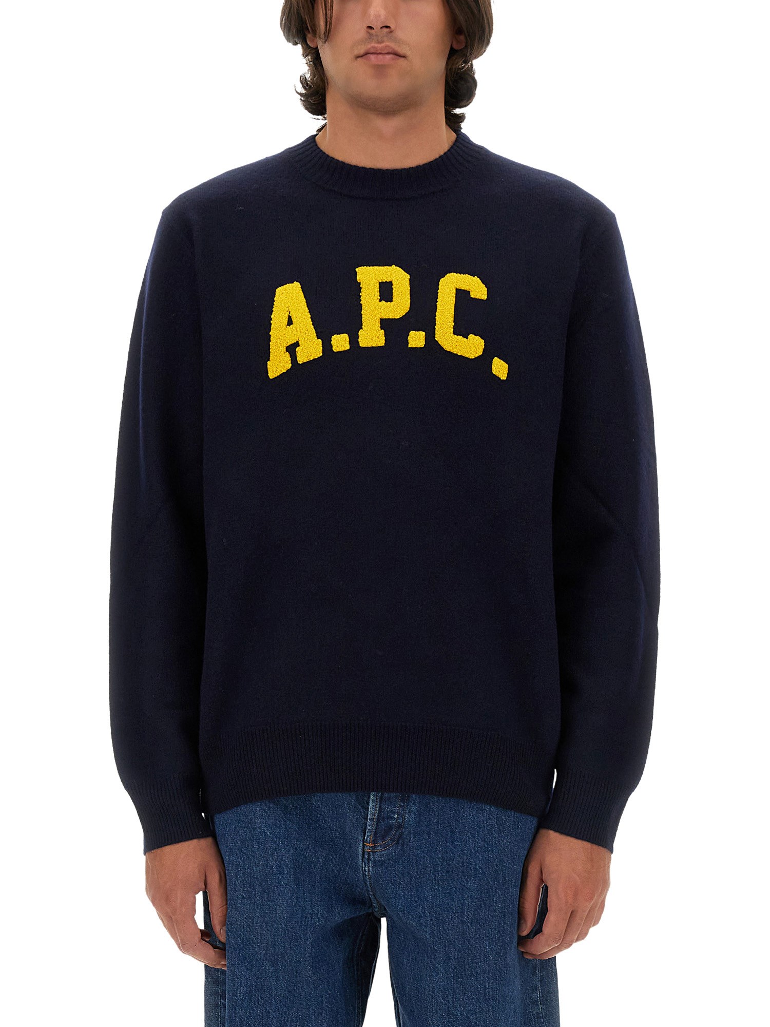 Shop Apc A. P.c. Jersey "joshua" In Blue