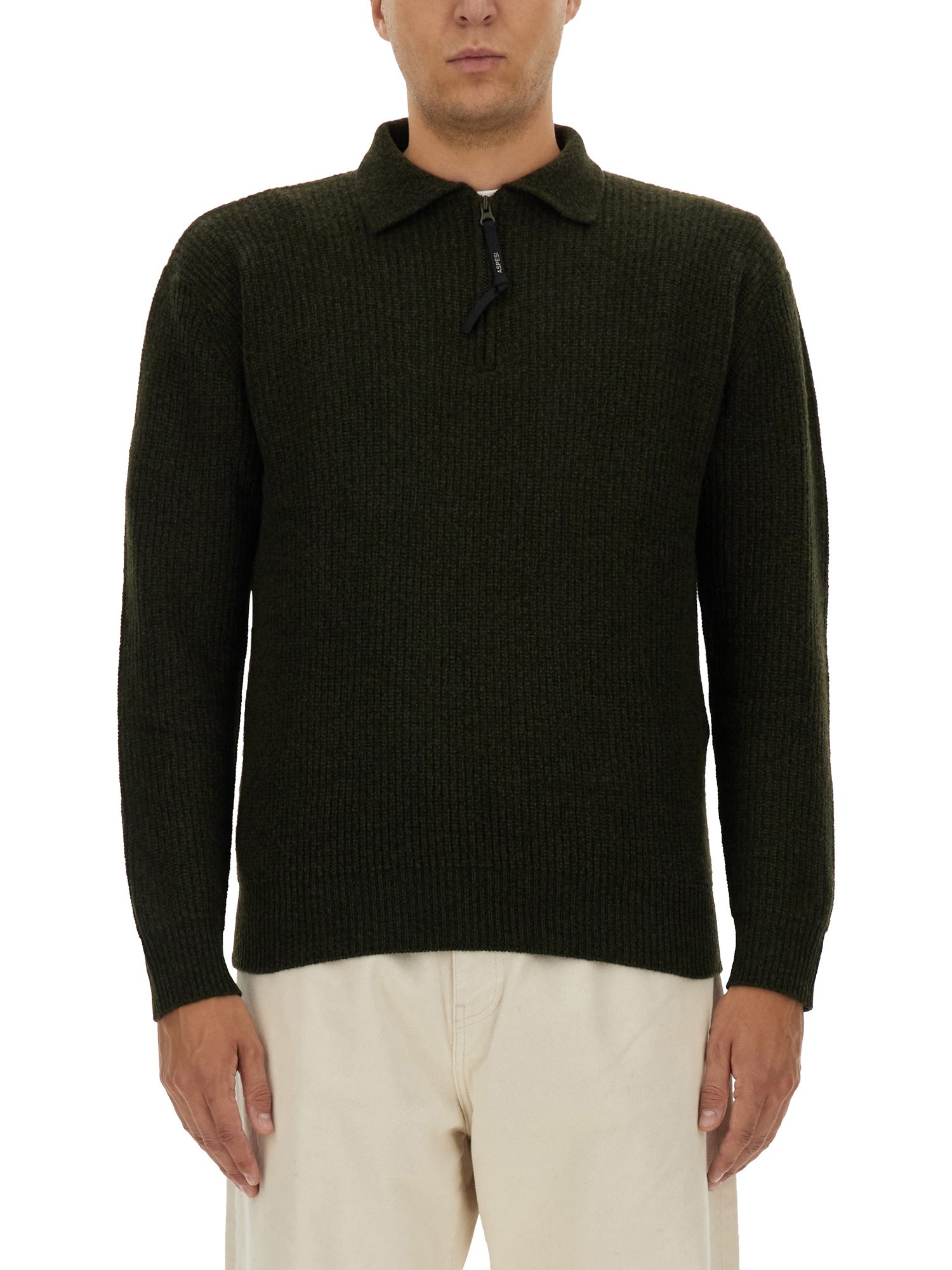 Aspesi Wool Jersey. In Military Green