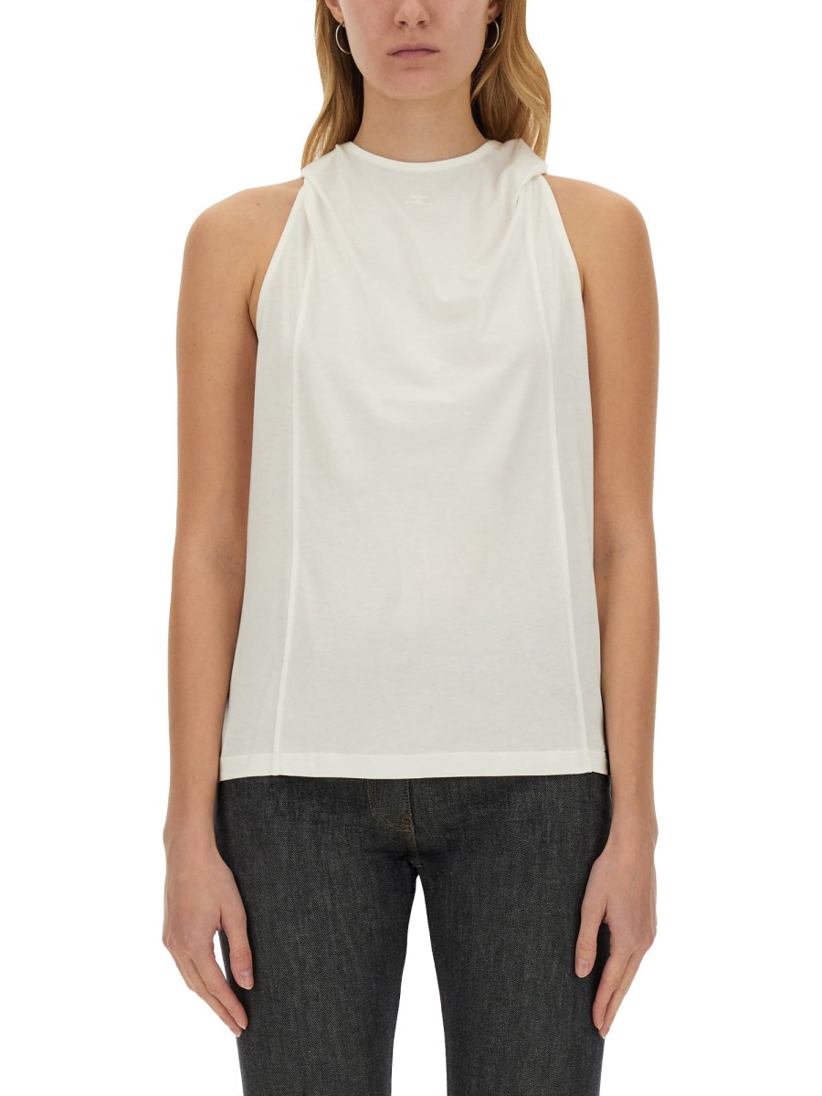 COURREGES TOP IN JERSEY DI COTONE CON LOGO