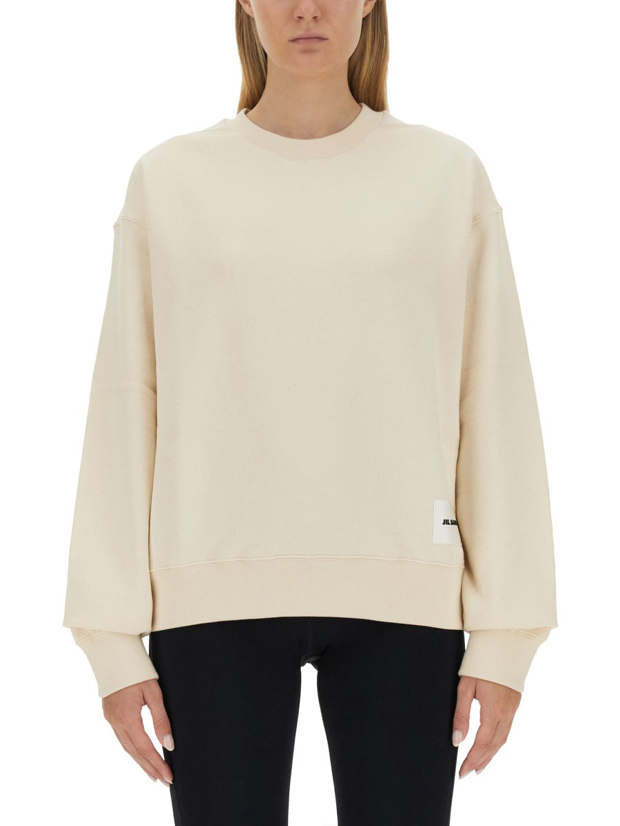 JIL SANDER FELPA IN COTONE CON PATCH LOGO