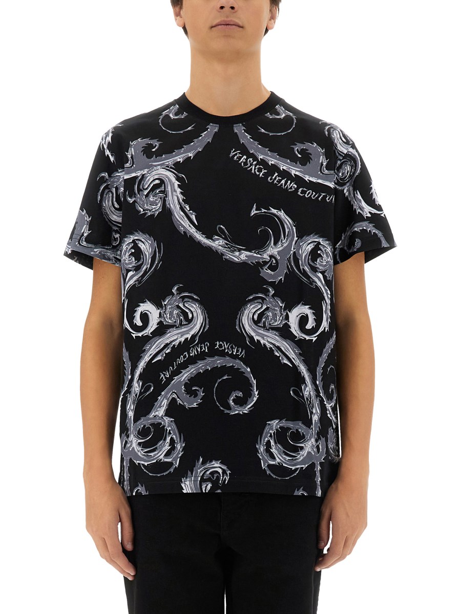 VERSACE JEANS COUTURE ロゴ Ｔシャツ ブラック CHROMO VERSACE JEANS COUTURE - 