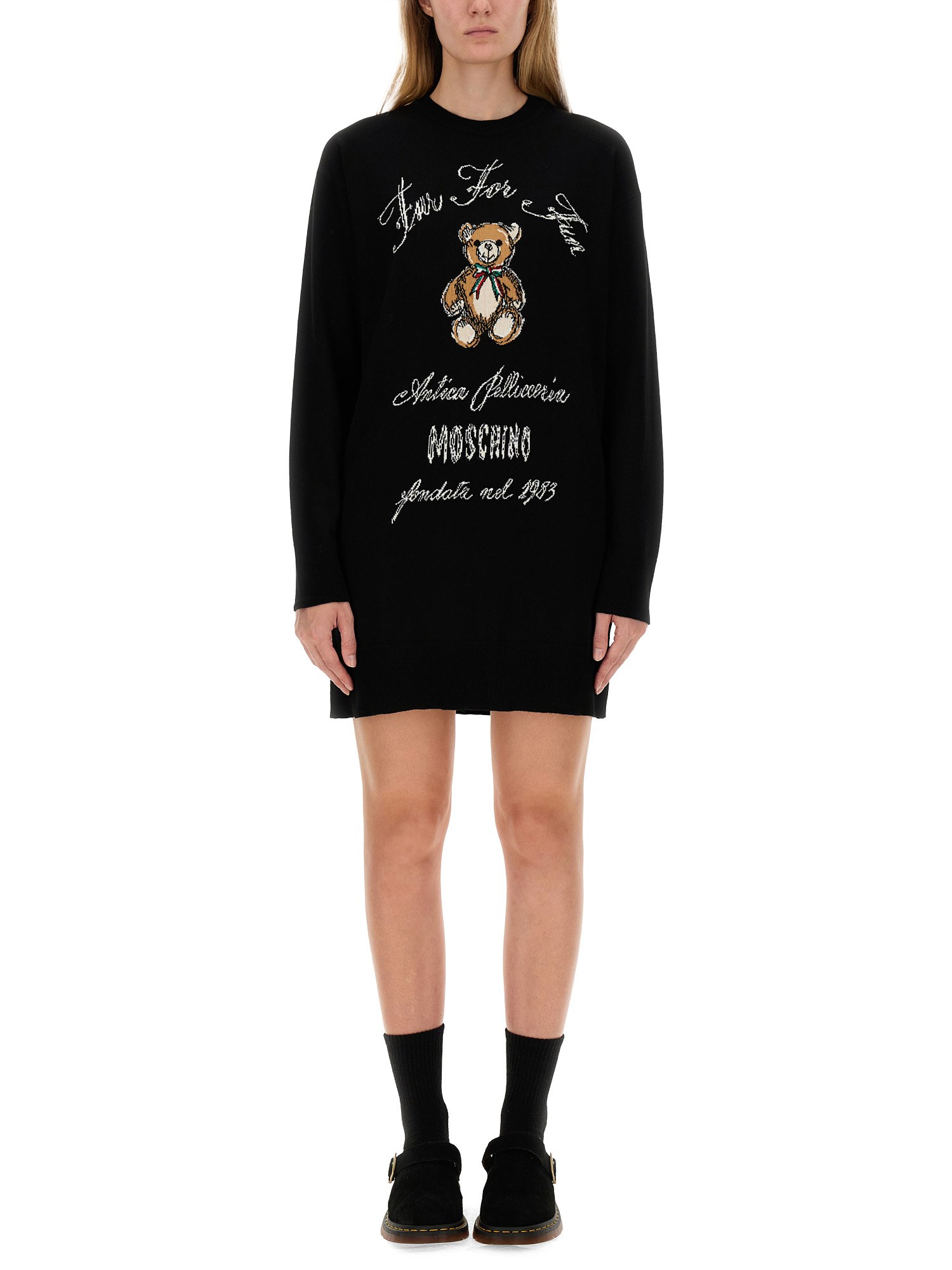 Shop Moschino Knit Dress In Black