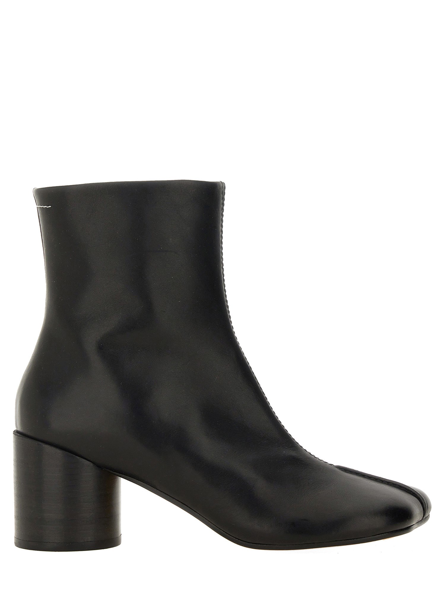 Shop Mm6 Maison Margiela Stitch-out Leather Boot In Black