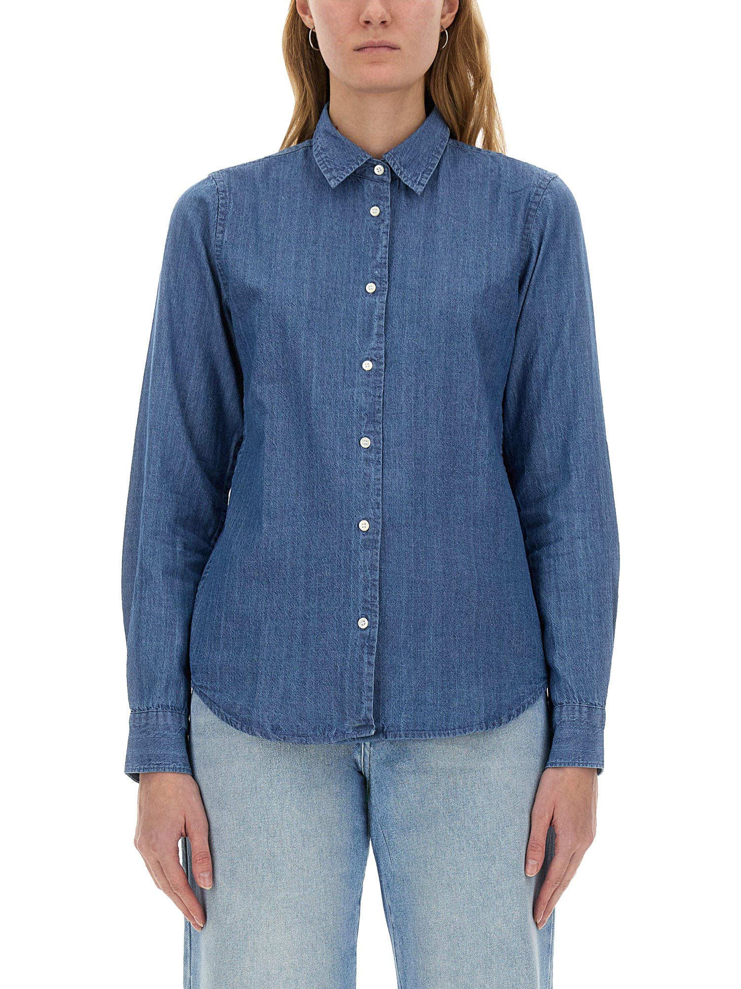 Shop Aspesi Denim Shirt