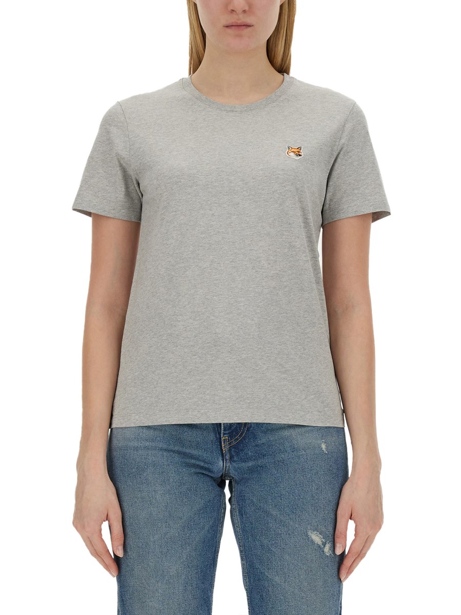 MAISON KITSUNÉ T-SHIRT IN JERSEY DI COTONE CON PATCH FOX