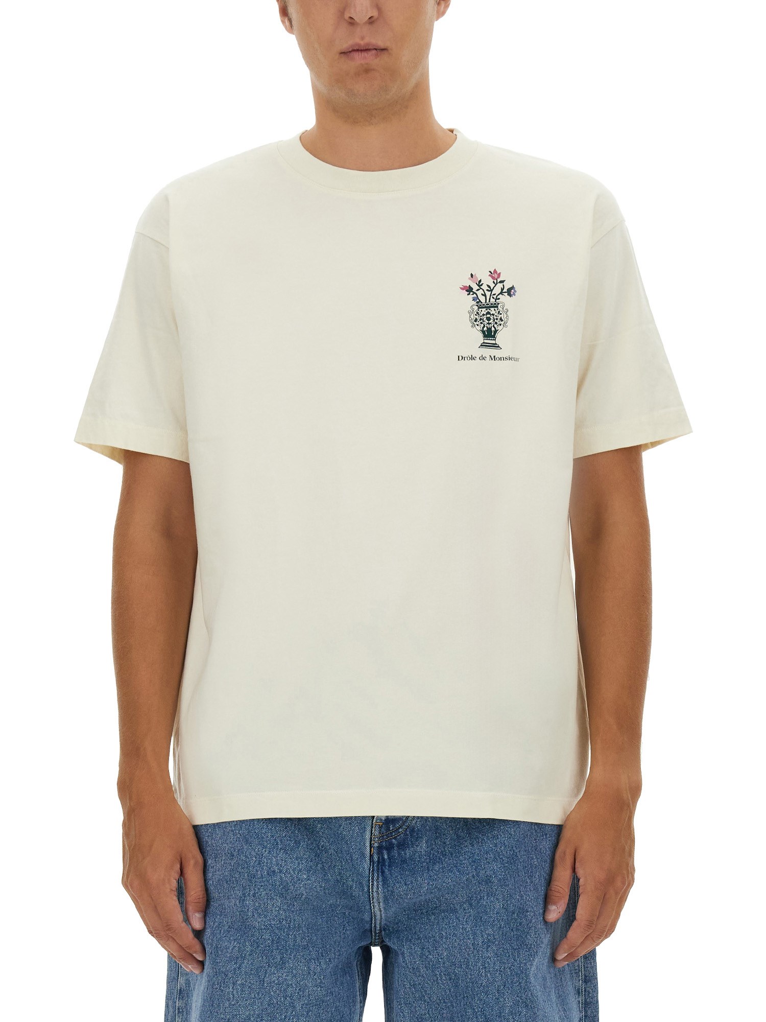 Shop Drôle De Monsieur T-shirt With Logo In Beige