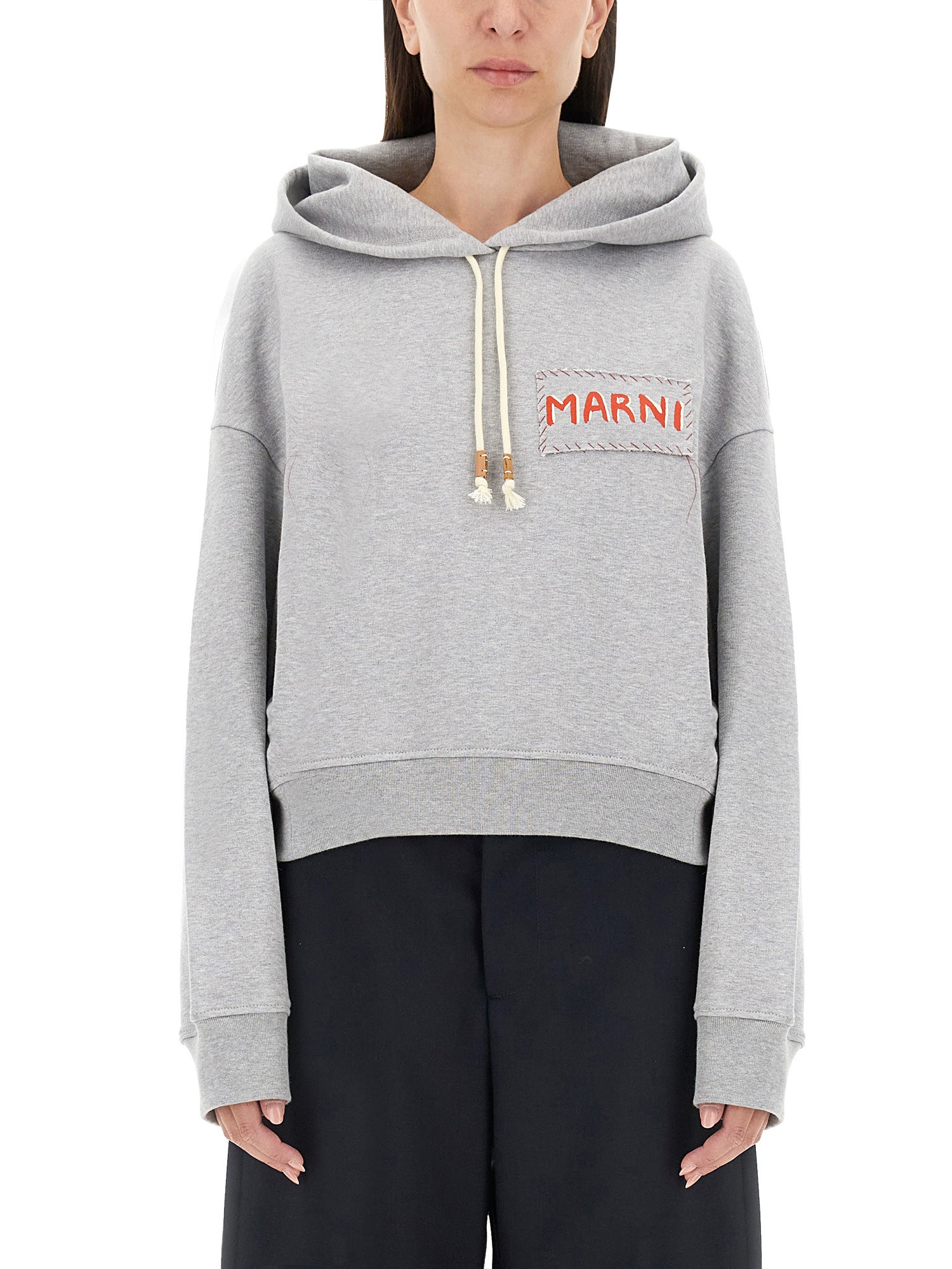 Shop Marni Sweatshirt With Logo In Grey