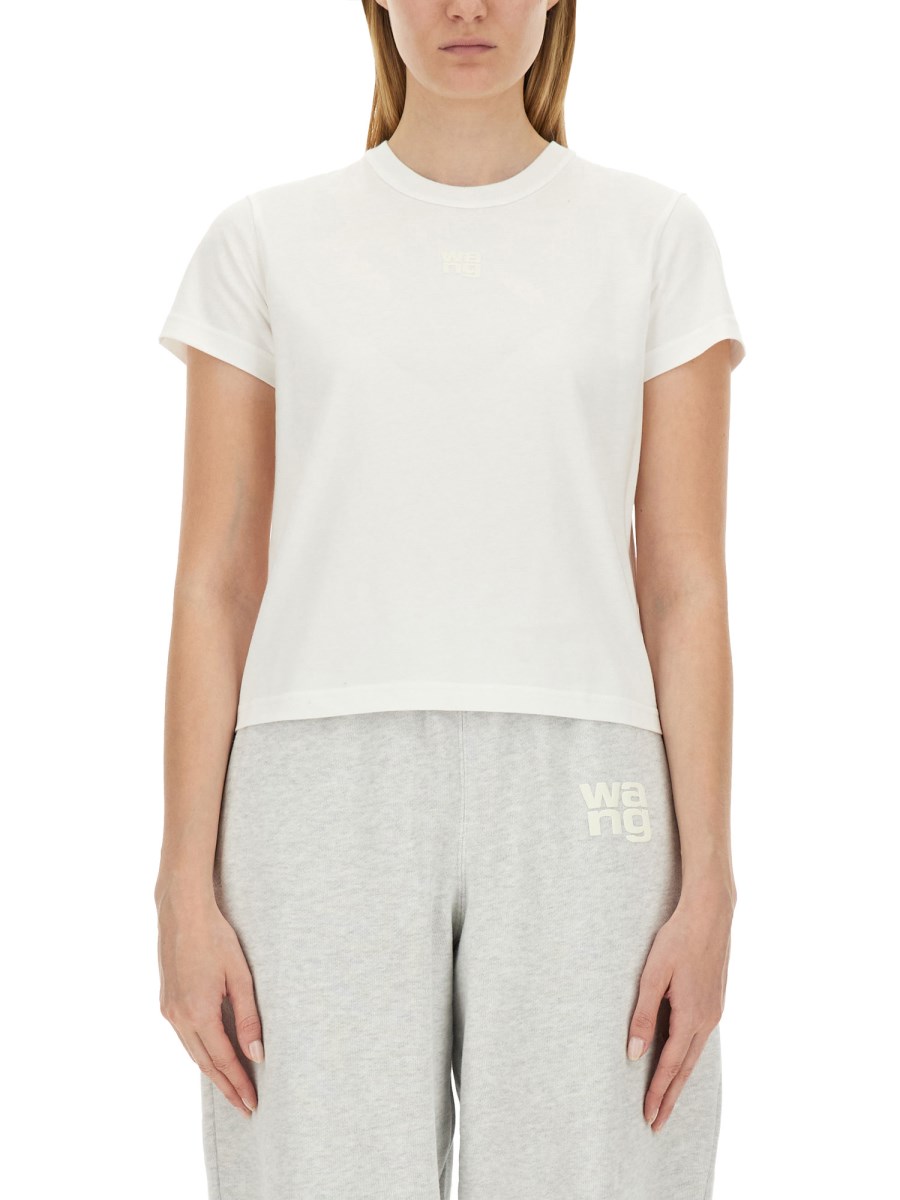 ALEXANDERWANG.T T-SHIRT ESSENTIAL SHRUNK IN COTONE CON LOGO PUFF