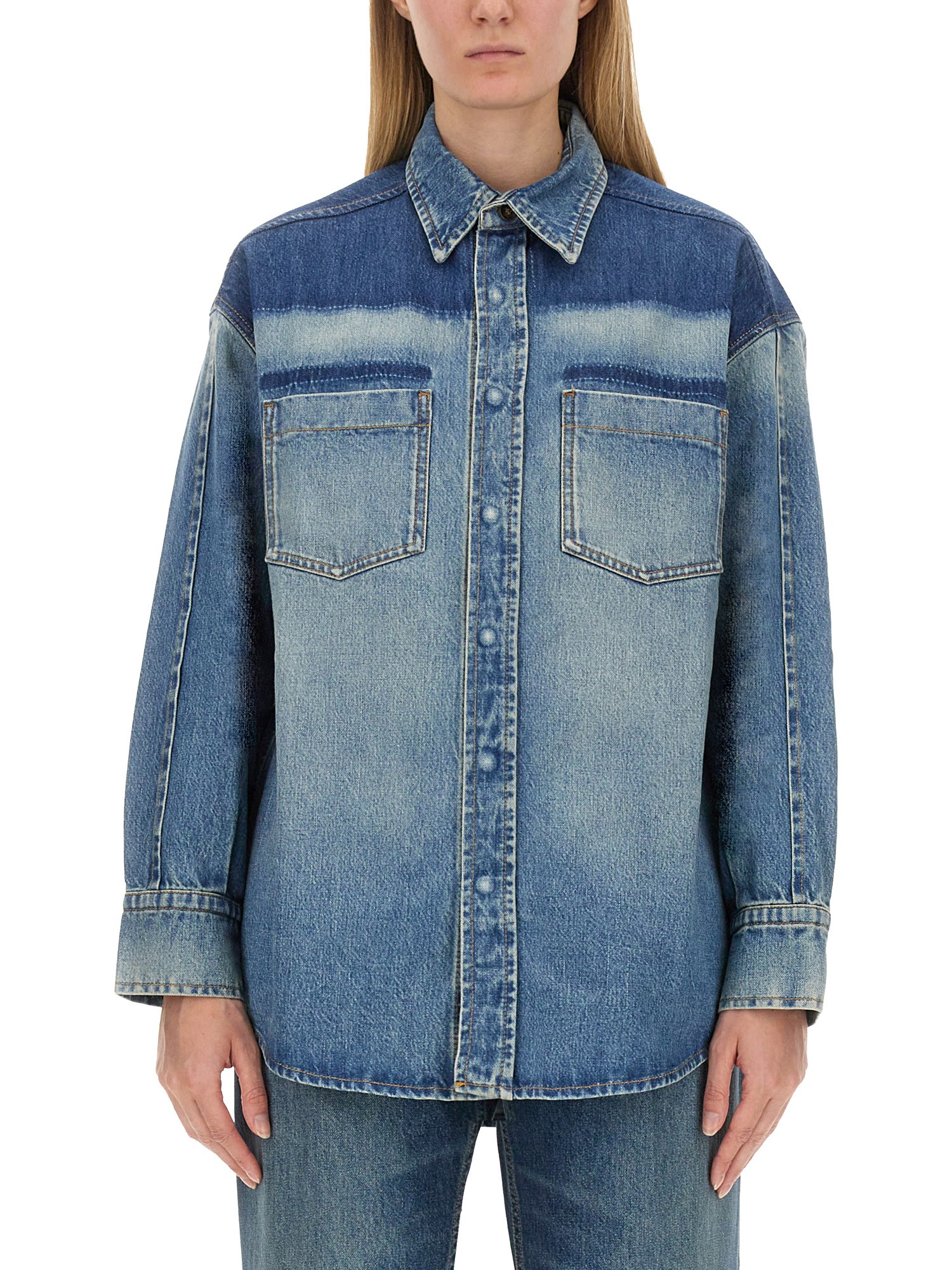 Victoria Beckham Women Camicia In Denim Schiarito In Denim