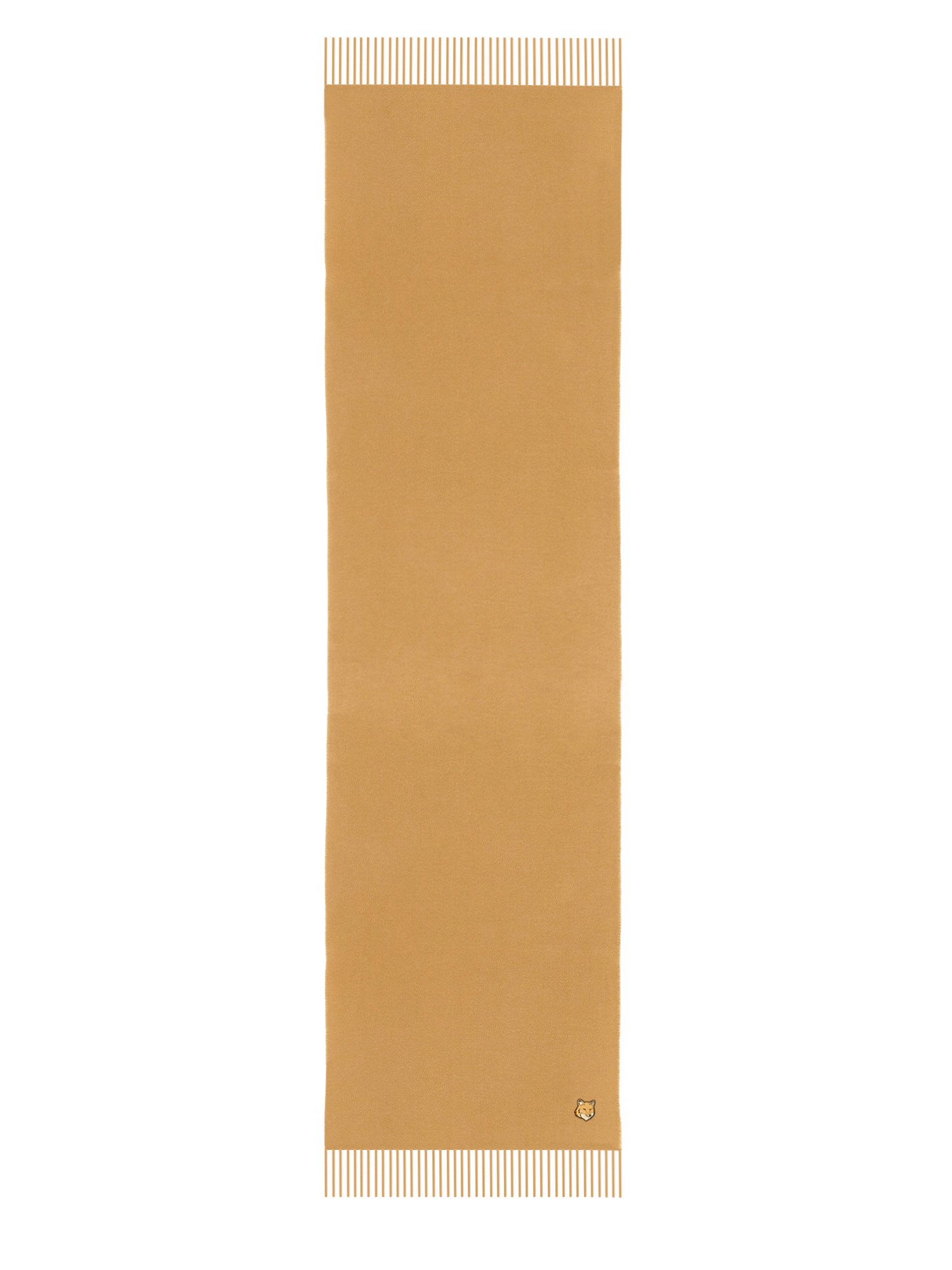Maison Kitsuné Fox-patch Fringed Scarf In Beige