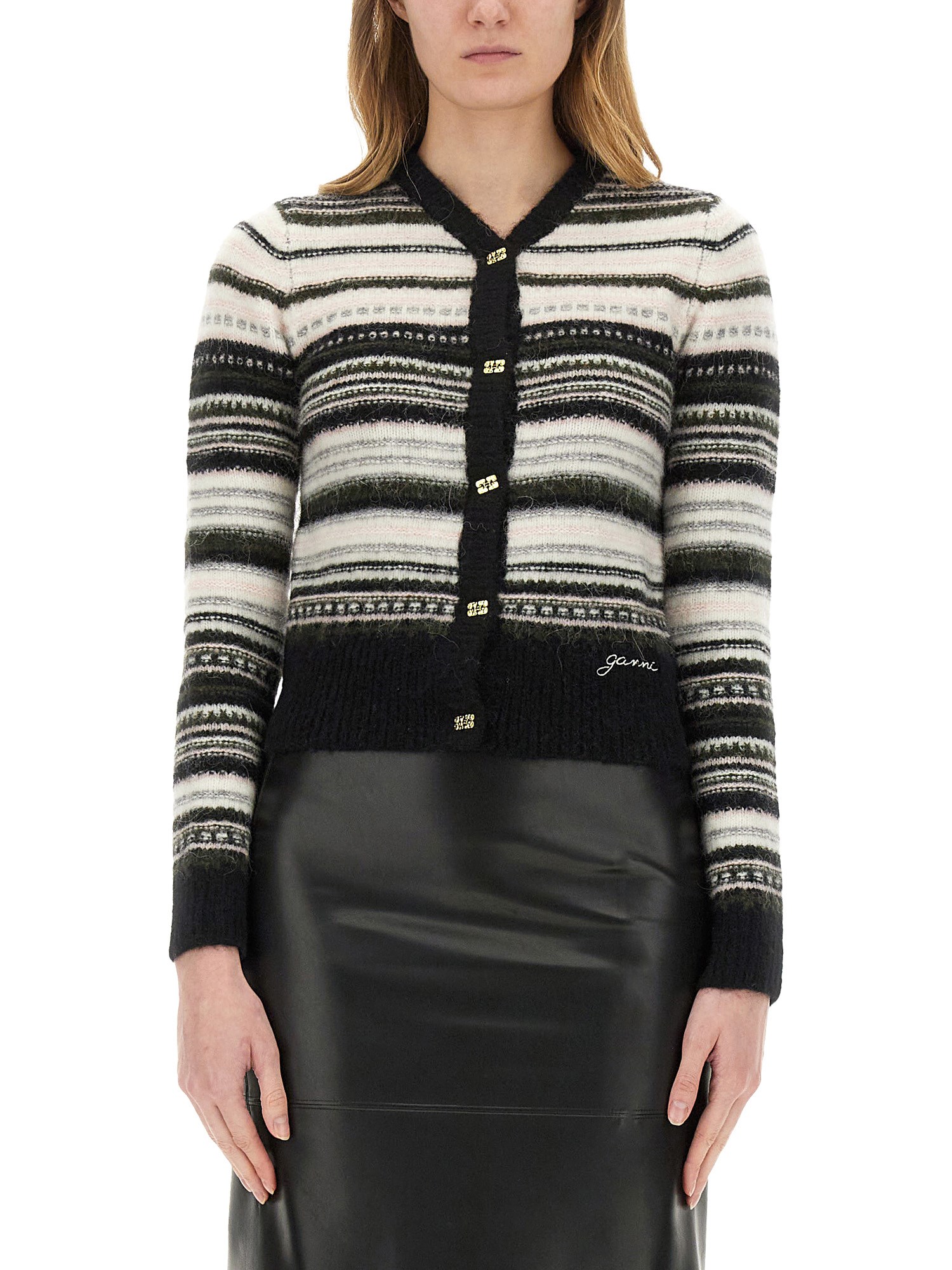 ganni striped cardigan