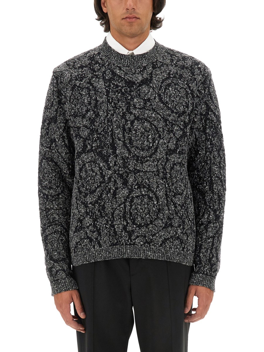 VERSACE MAGLIA EFFETTO TWEED IN JACQUARD