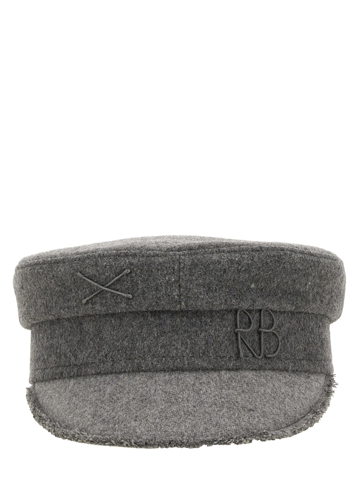 Ruslan Baginskiy Structured Grey Baker Boy Hat With Embellished Emblem In Grey