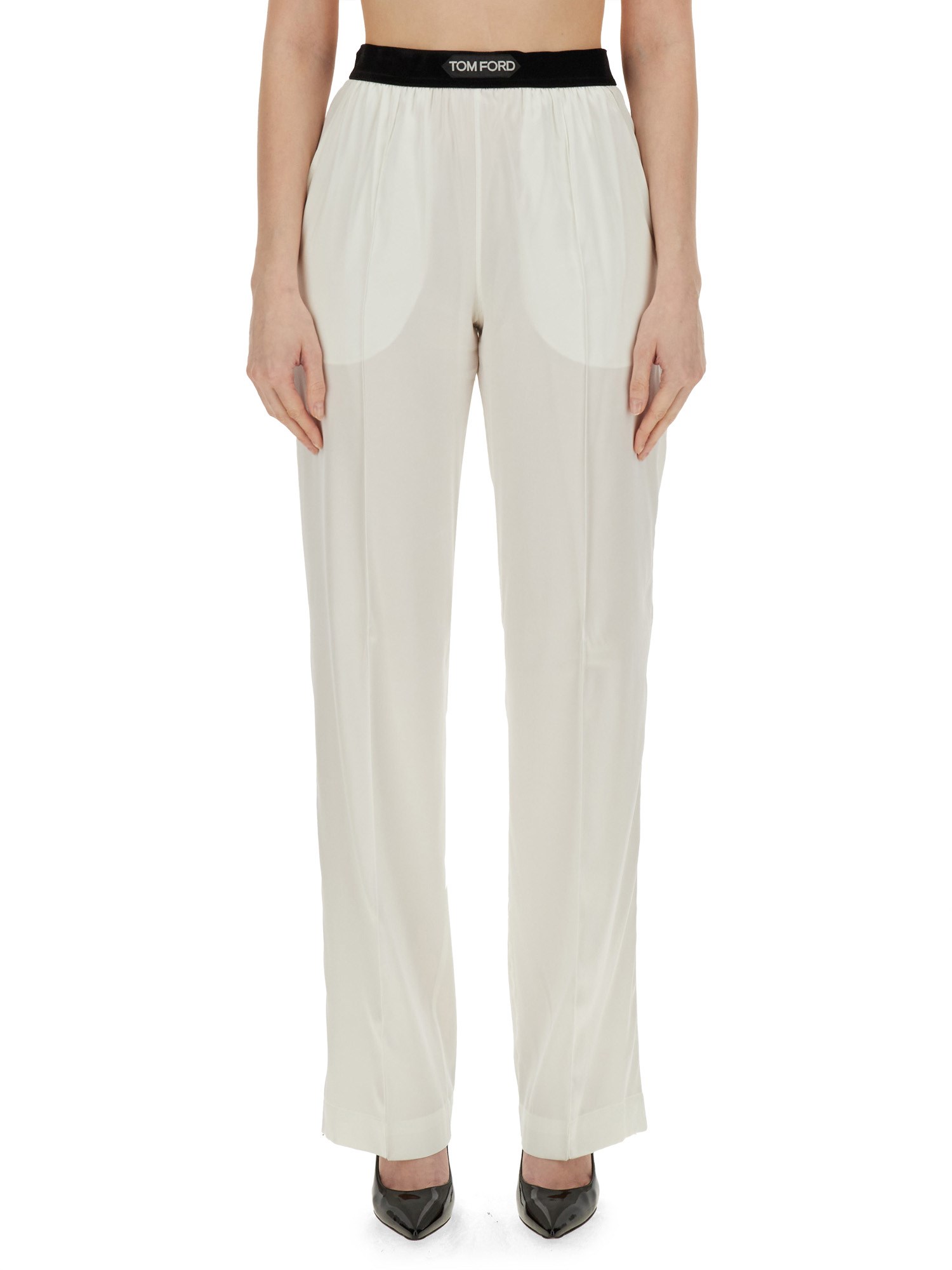 Tom Ford Satin Pants In Powder