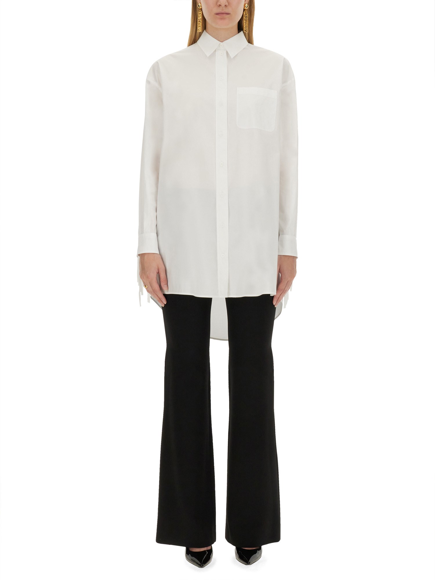 Shop Moschino Poplin Shirt In White