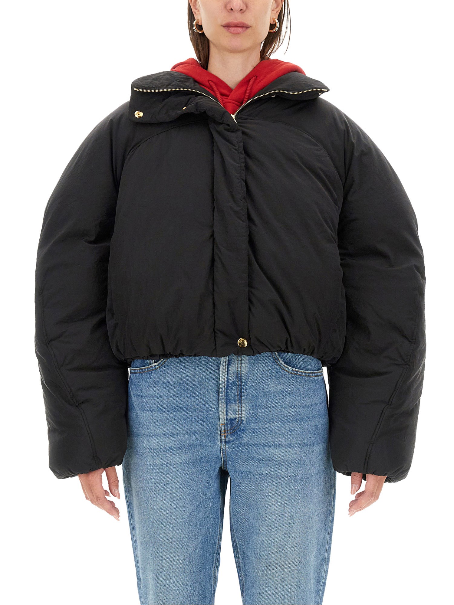 Shop Jacquemus The Caraco Puffer Short Jacket In Black