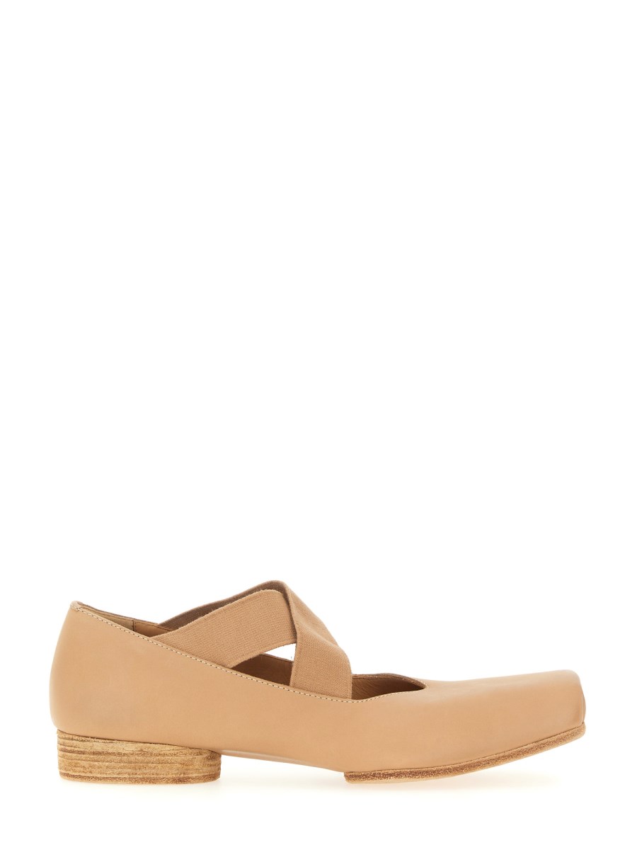 UMA WANG BALLERINA IN PELLE CON FASCIA ELASTICA