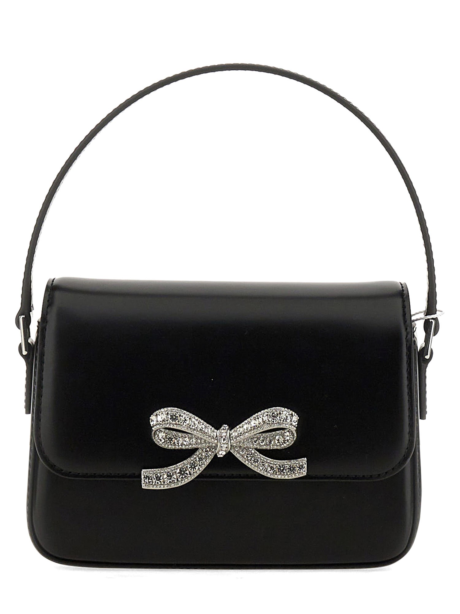 Shop Self-portrait Micro Bag With Shoulder Strap In Black