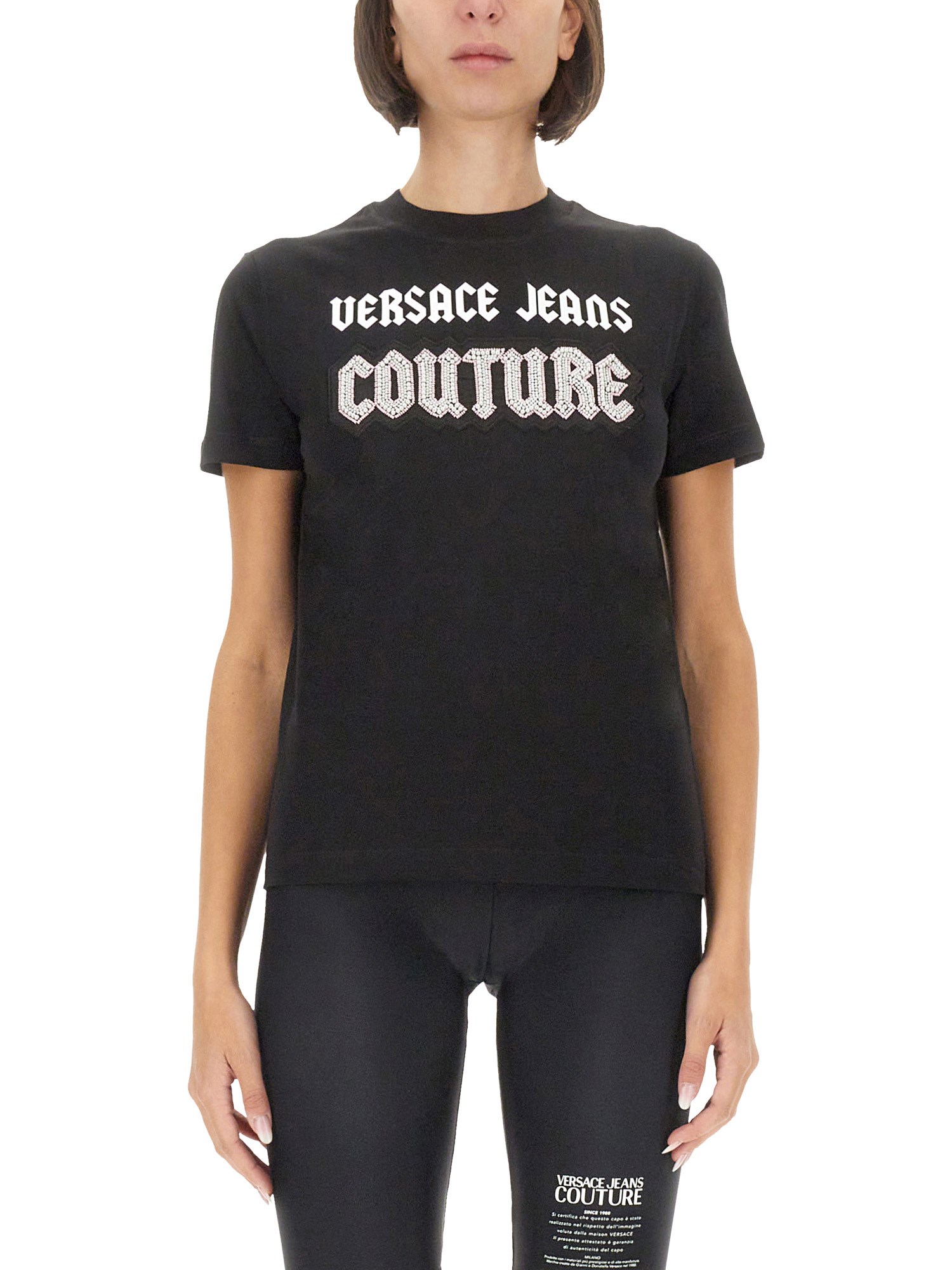 Shop Versace Jeans Couture T-shirt With Logo In Black